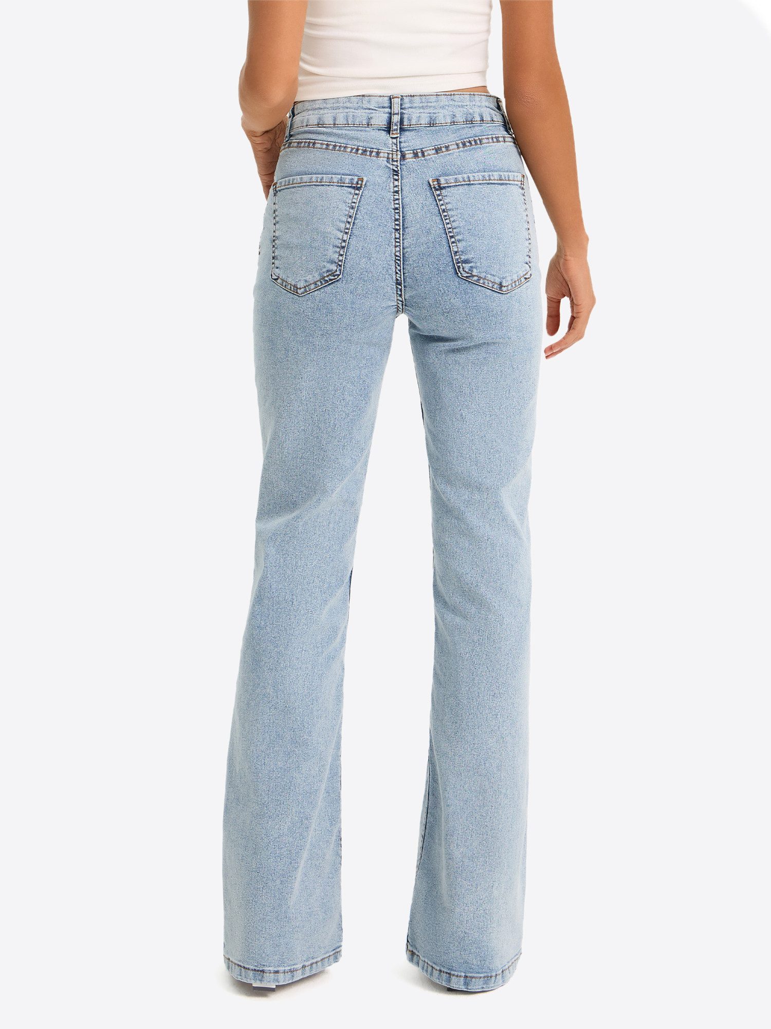 Imily Bela High-waist-Jeans Damen Flared Bootcut Denim Slim (Packung, 1-tlg günstig online kaufen