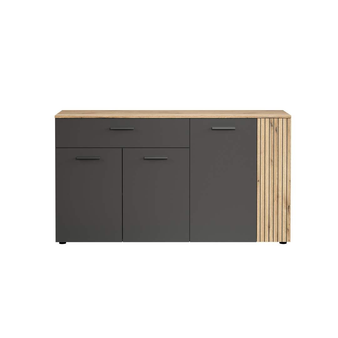 trendteam Sideboard Esteban Sideboard grau, Eiche dekor.