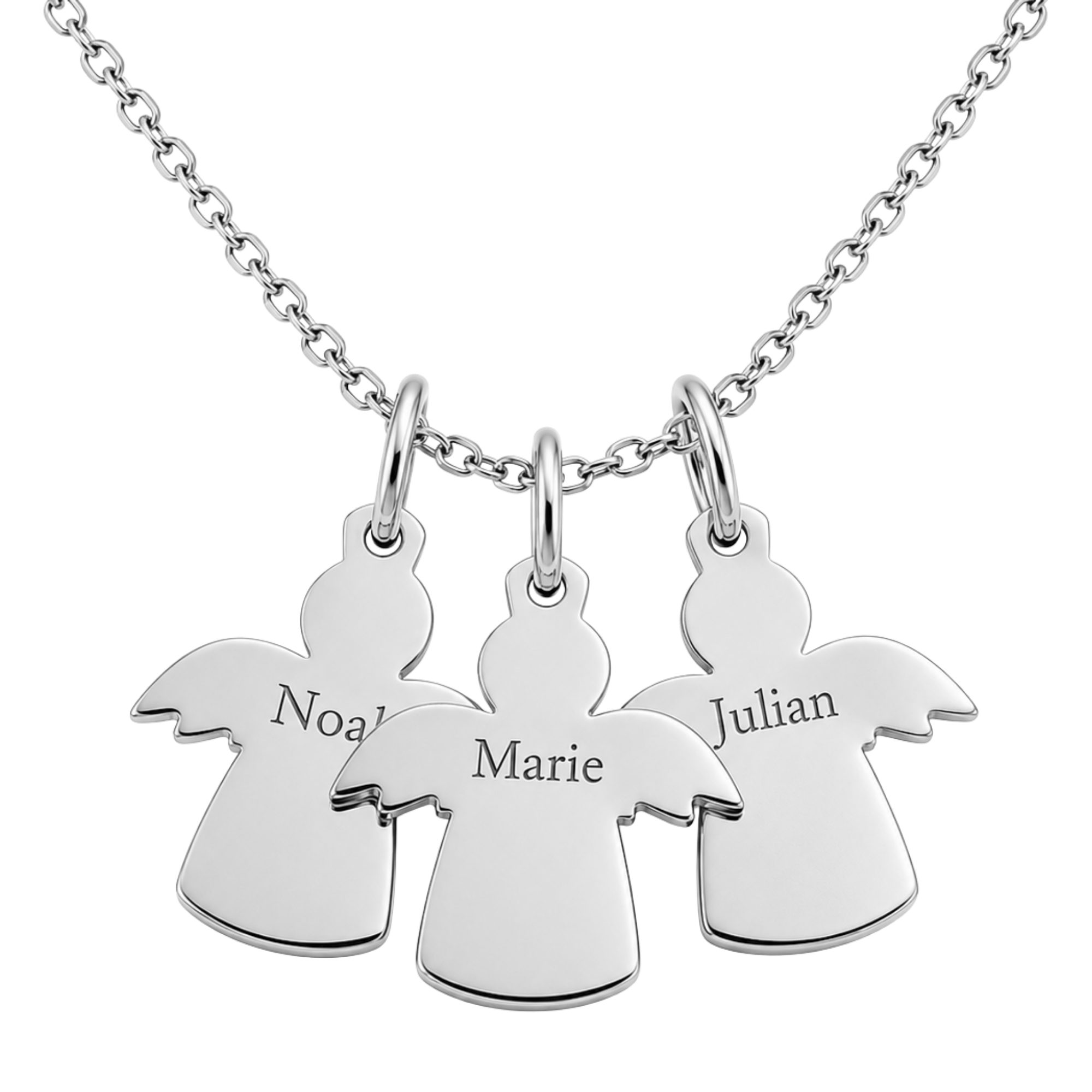 BS Schmuckdesign Kette mit Anhänger mit Gravur Namenskette Engelkette personalisierte Kette mit Namen Edelstahl (inkl. Gravur), personalisiert inkl. Geschenkbox
