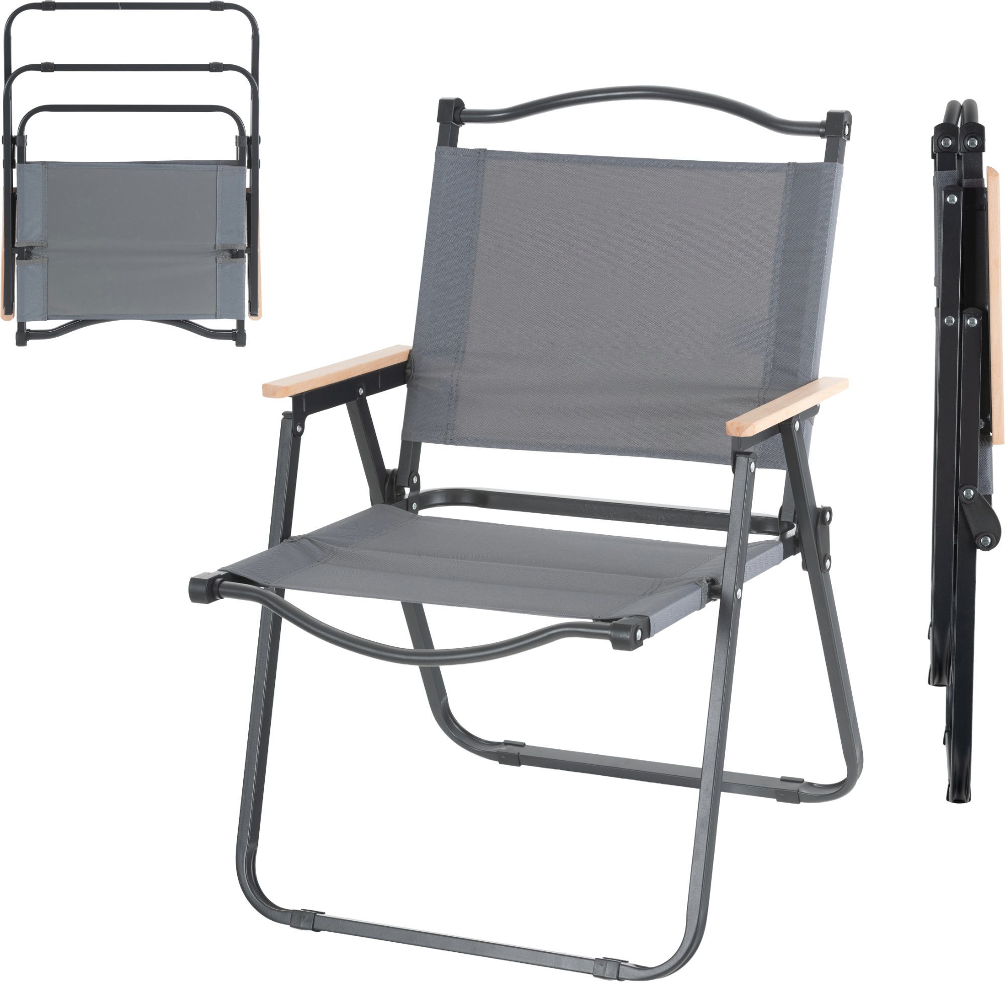 Campingstuhl CSH-67 Camping Klappstuhl faltbar leicht - mit Holzarmlehnen