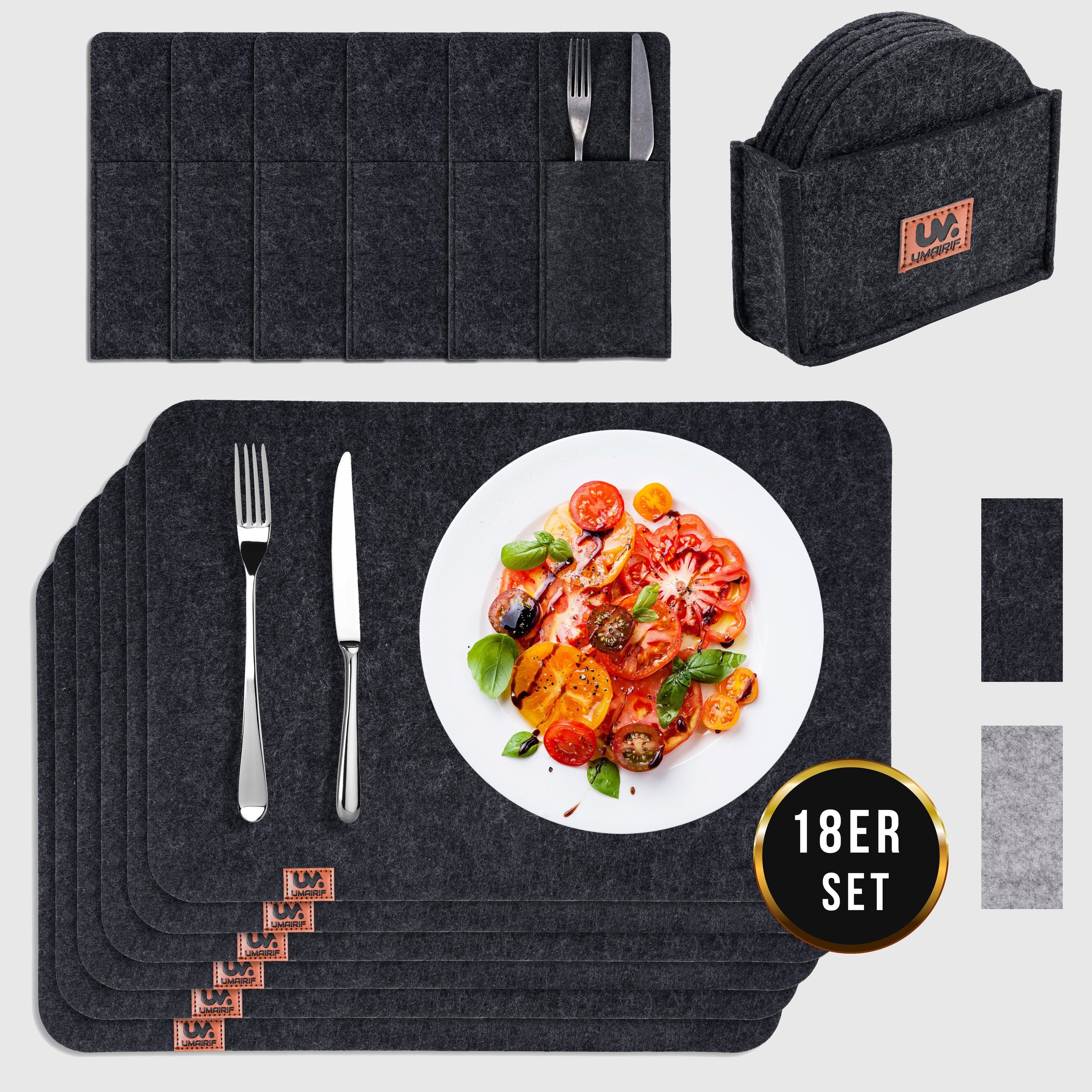 Montegoni Platzset Rutschfeste Tischset aus Filz 18er Set, abwaschbare Plat günstig online kaufen