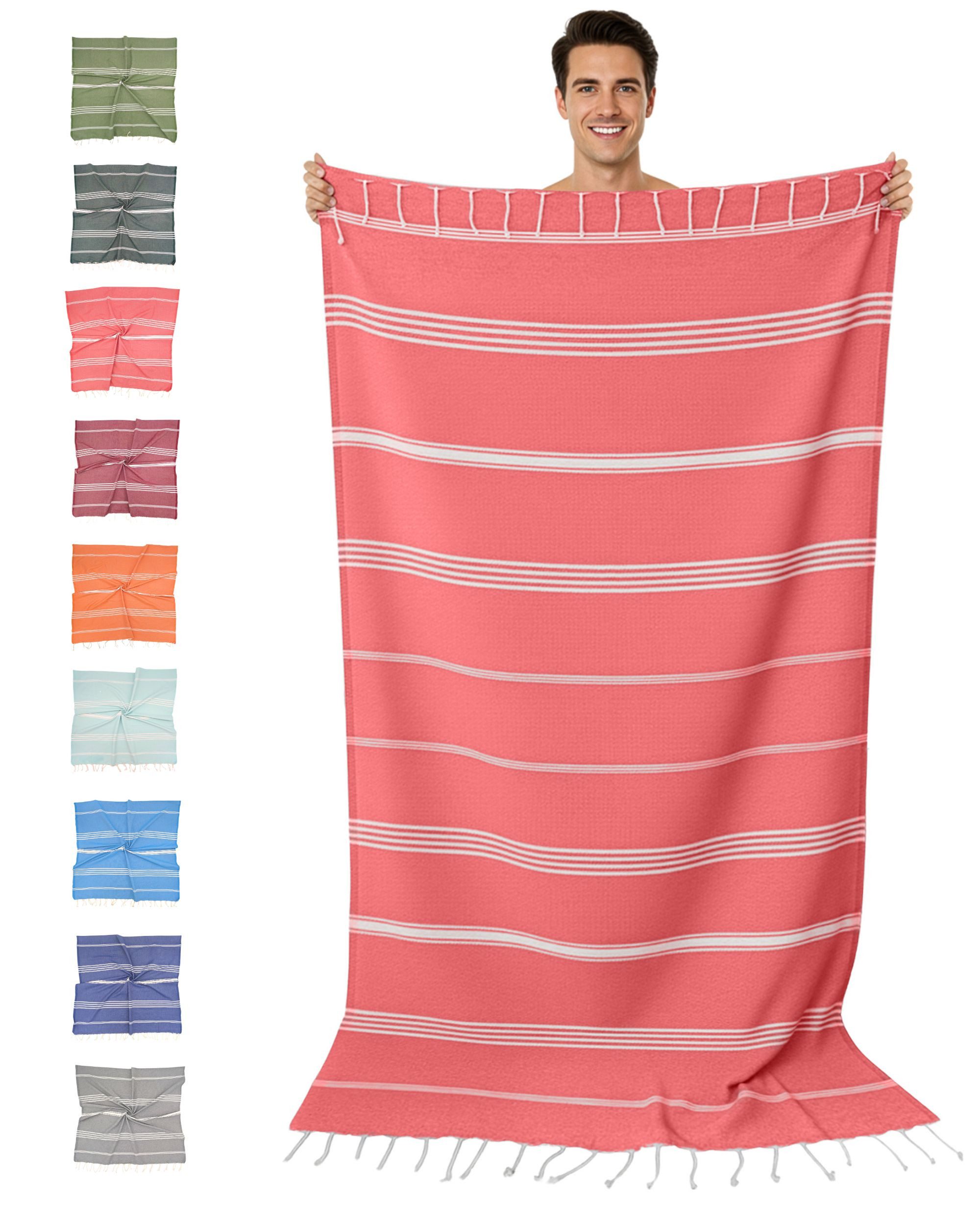 furora HOLIDAY Saunatuch Strandtuch Hamamtuch: groß 100x200 cm Saunatuch, Strandhandtuch dünn, Strandtuch Saunatuch aus 100% Baumwolle Strandtuch Set