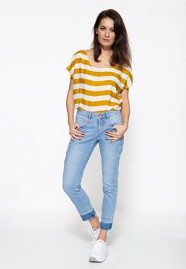 ATT Jeans 5-Pocket-Jeans Zoe mit offenen Saumkanten und vorderer Passenabtrennung