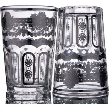 Dekonaz Gläser-Set Gemusterte Wasserglas Set, 12 Teilig, Glas, Silber
