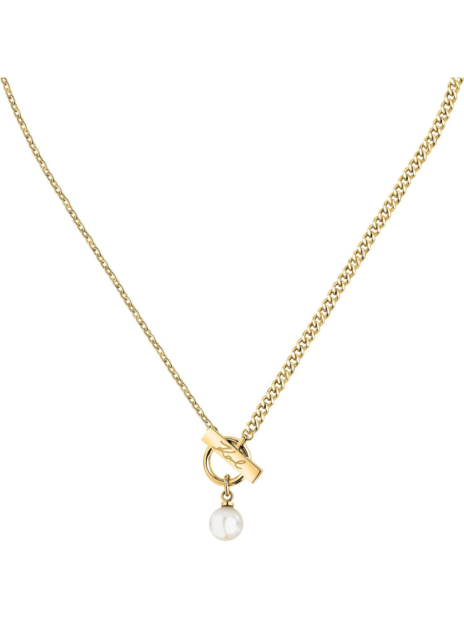 KARL LAGERFELD Collier Karl Lagerfeld Damen-Kette Edelstahl Kunstperle