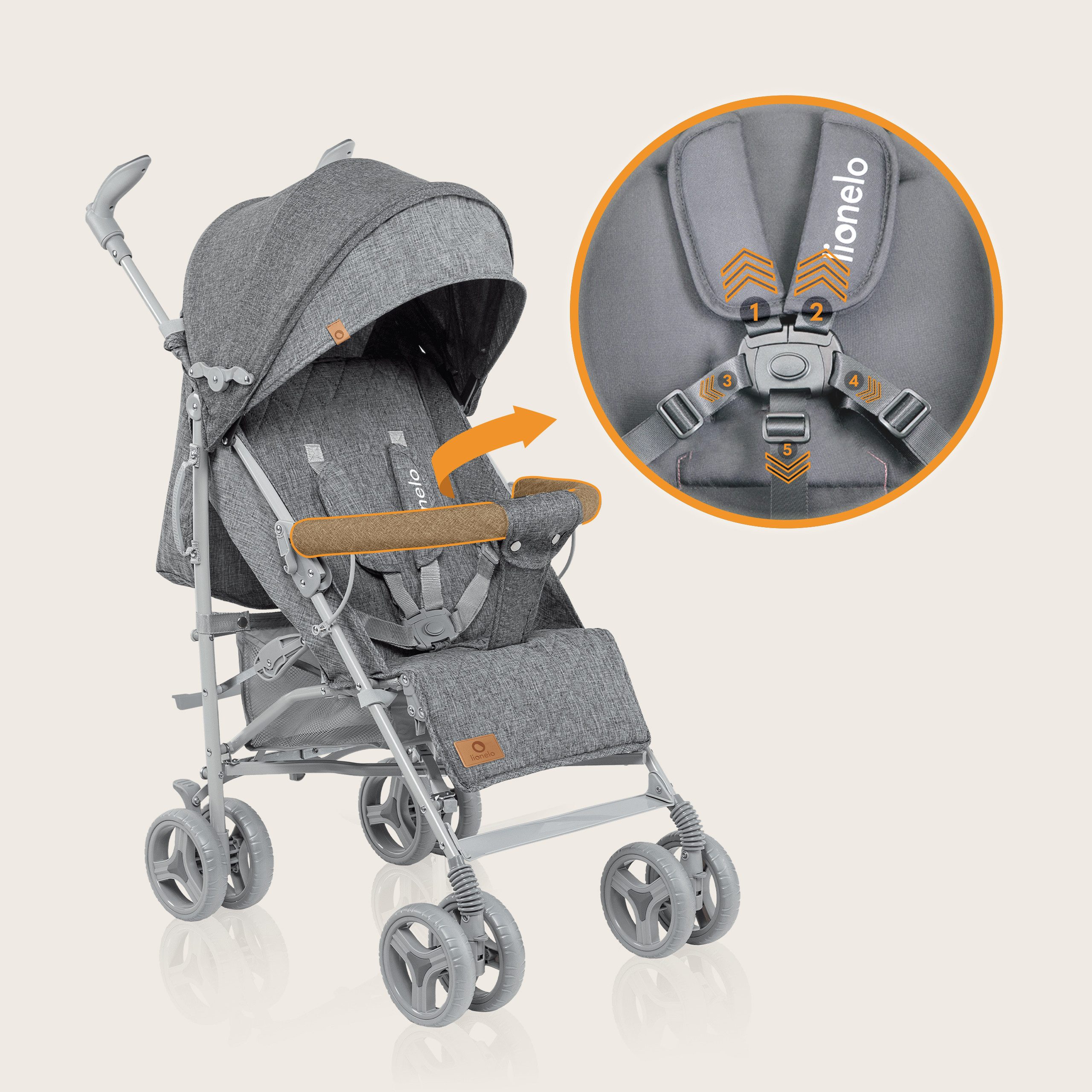 lionelo Kinder-Buggy IRMA, Leichte, Moskitonetz, Großer Korb ab 6 month bis 3 Jahre