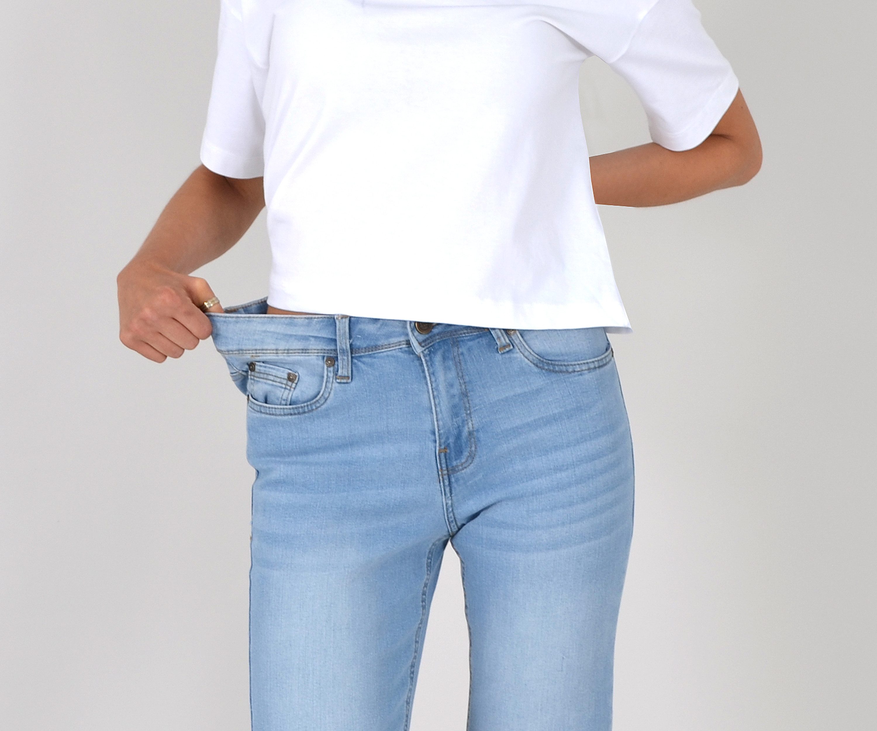 ESRA Straight-Jeans Damen Jeans Geradeschnitt Stretch Jeans Damen Regular Fit G4 Sale High Waist Jeans Damen Straight Hose Regular Jeans bis Große Größe – Bild 4 von 5