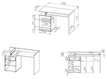 Feldmann-Wohnen Schreibtisch Blanco, B/T/H: 119 cm / 55 cm / 78 cm