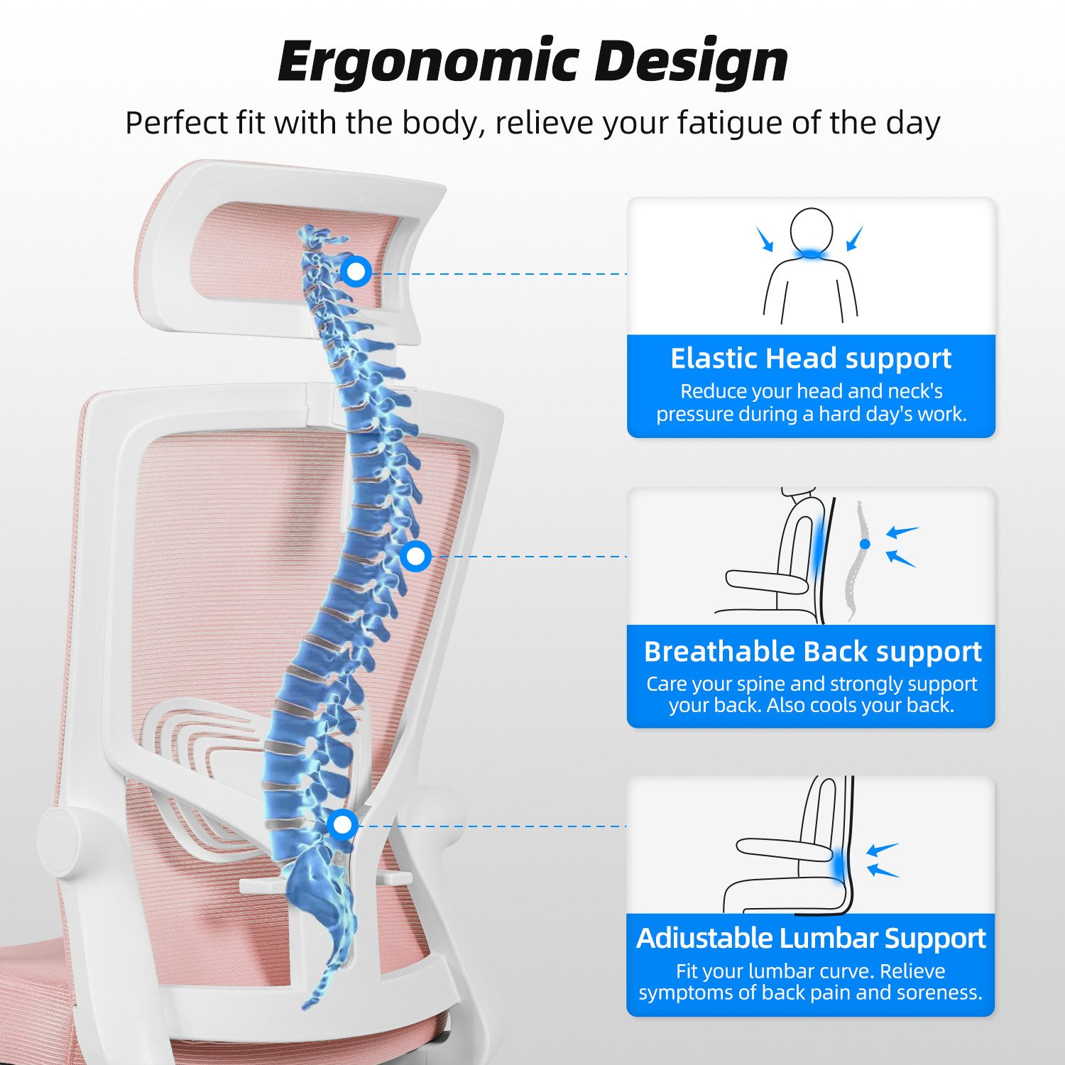 Adormii Bürostuhl Bürostuhl mit Gerauschlose Gummirollen,Ergonomischer günstig online kaufen