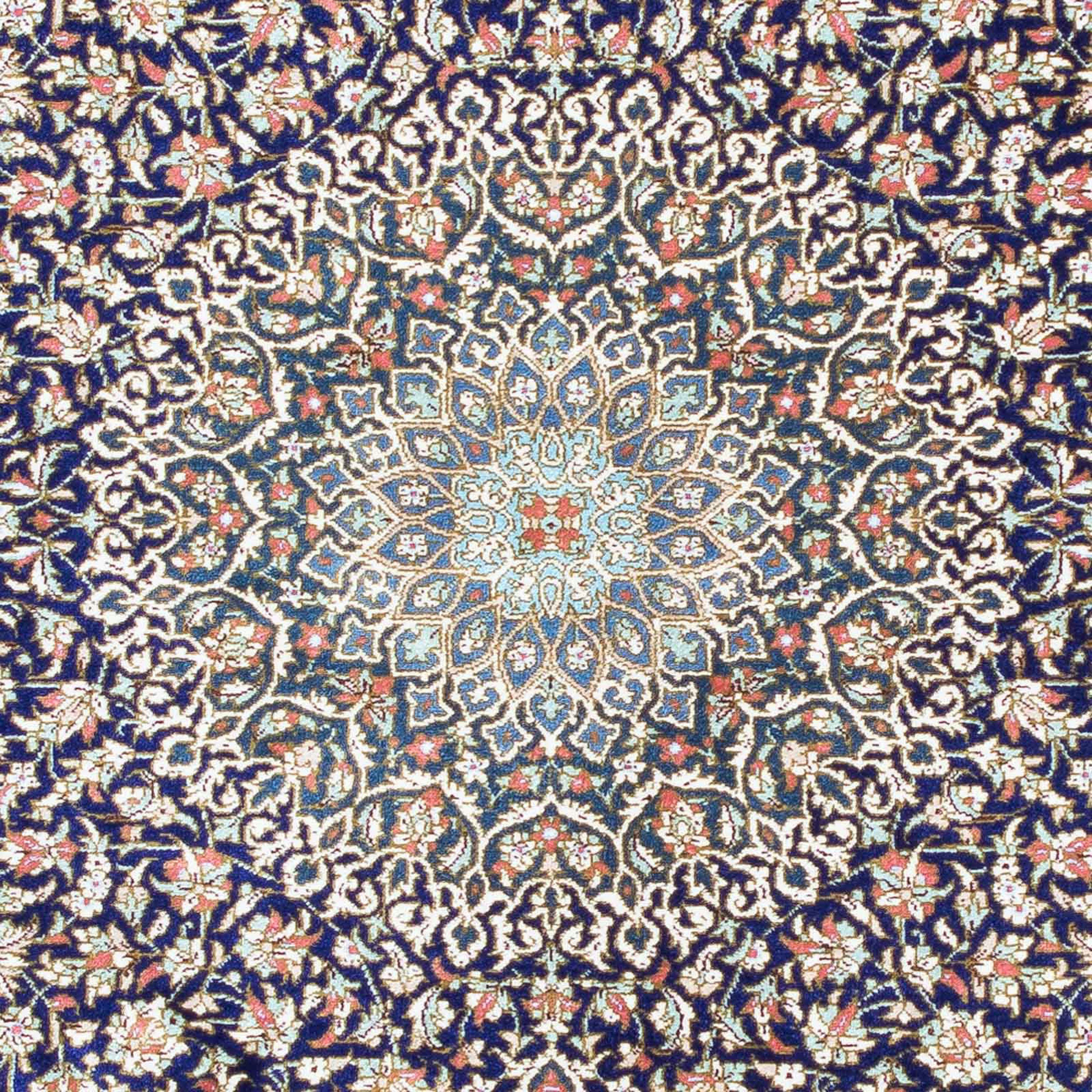 10 121 x dunkelblau, - - Perser Ghom Orientteppich morgenland, mit Wohnzimmer, Zertifikat Handgeknüpft, - cm rechteckig, 78 Höhe: mm, Einzelstück