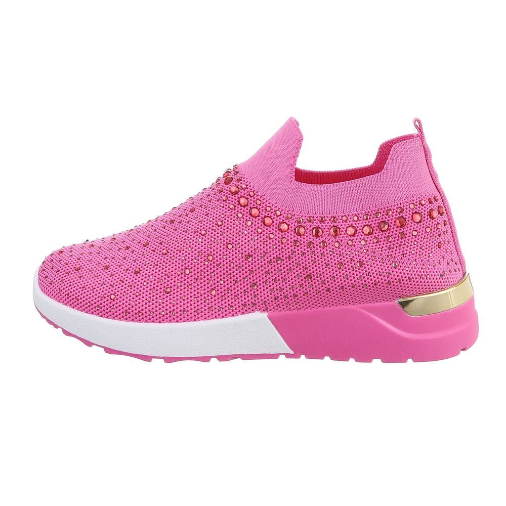 Ital-Design Damen Low-Top Freizeit Sneaker Flach Sneakers Low in Pink