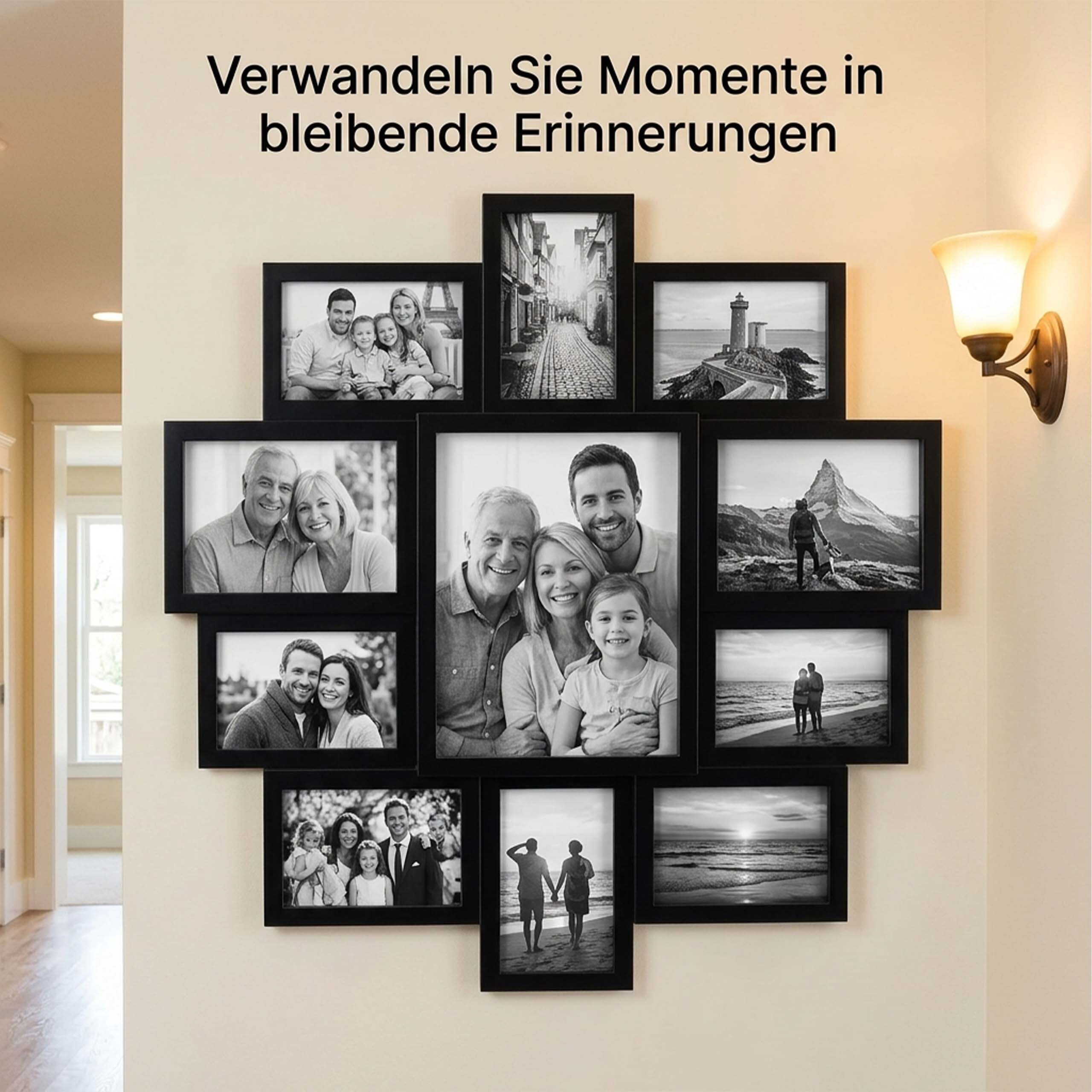 relaxdays Staffelbilderrahmen Bilderrahmen Collage 11 Fotos, für 11 Bilder (11 St), schwarz – Bild 2 von 5