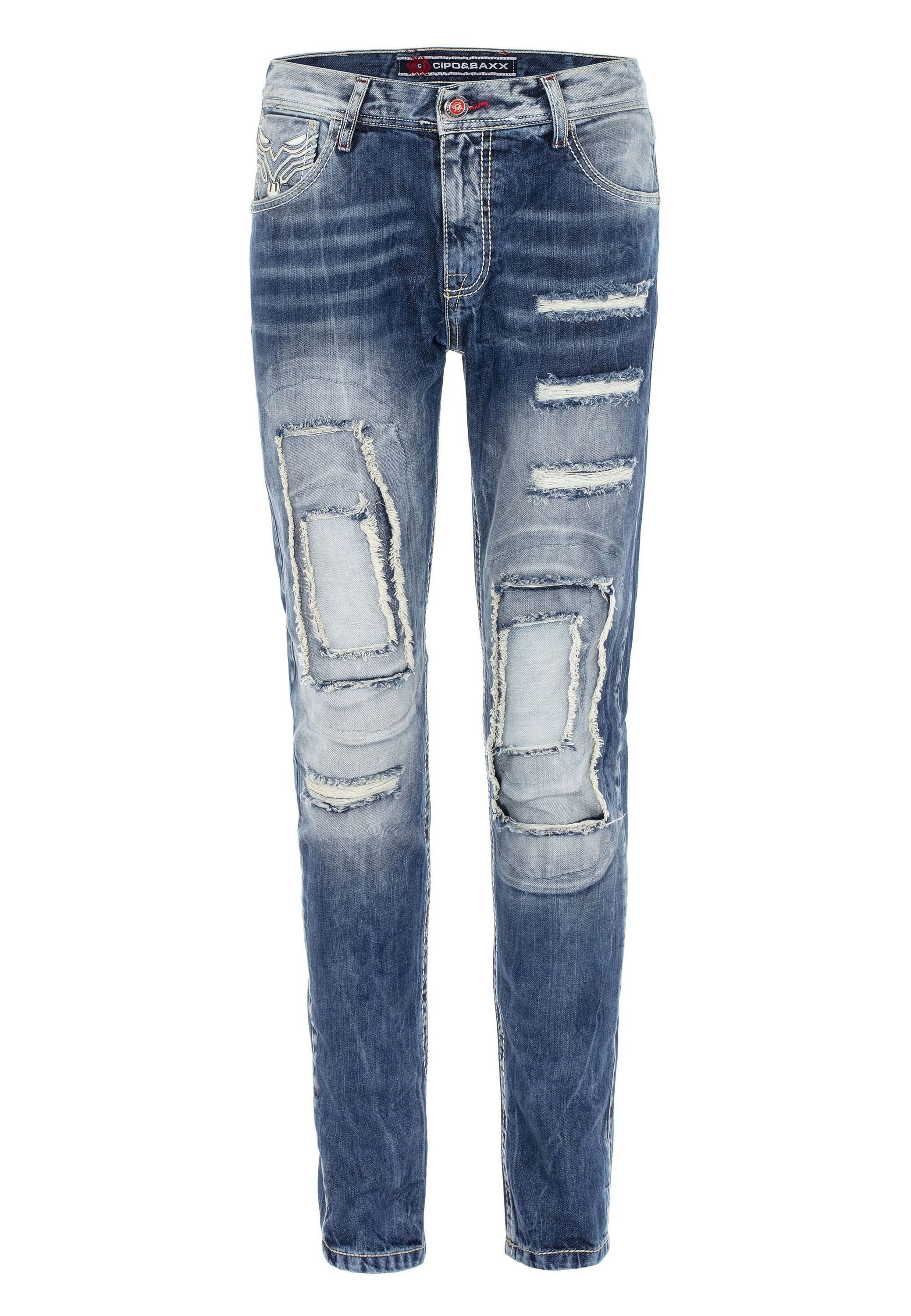 Cipo & Baxx Regular-fit-Jeans DENIM bequeme Jeans im ausgefallenen Lagen-Design, CD611 – Bild 2 von 5