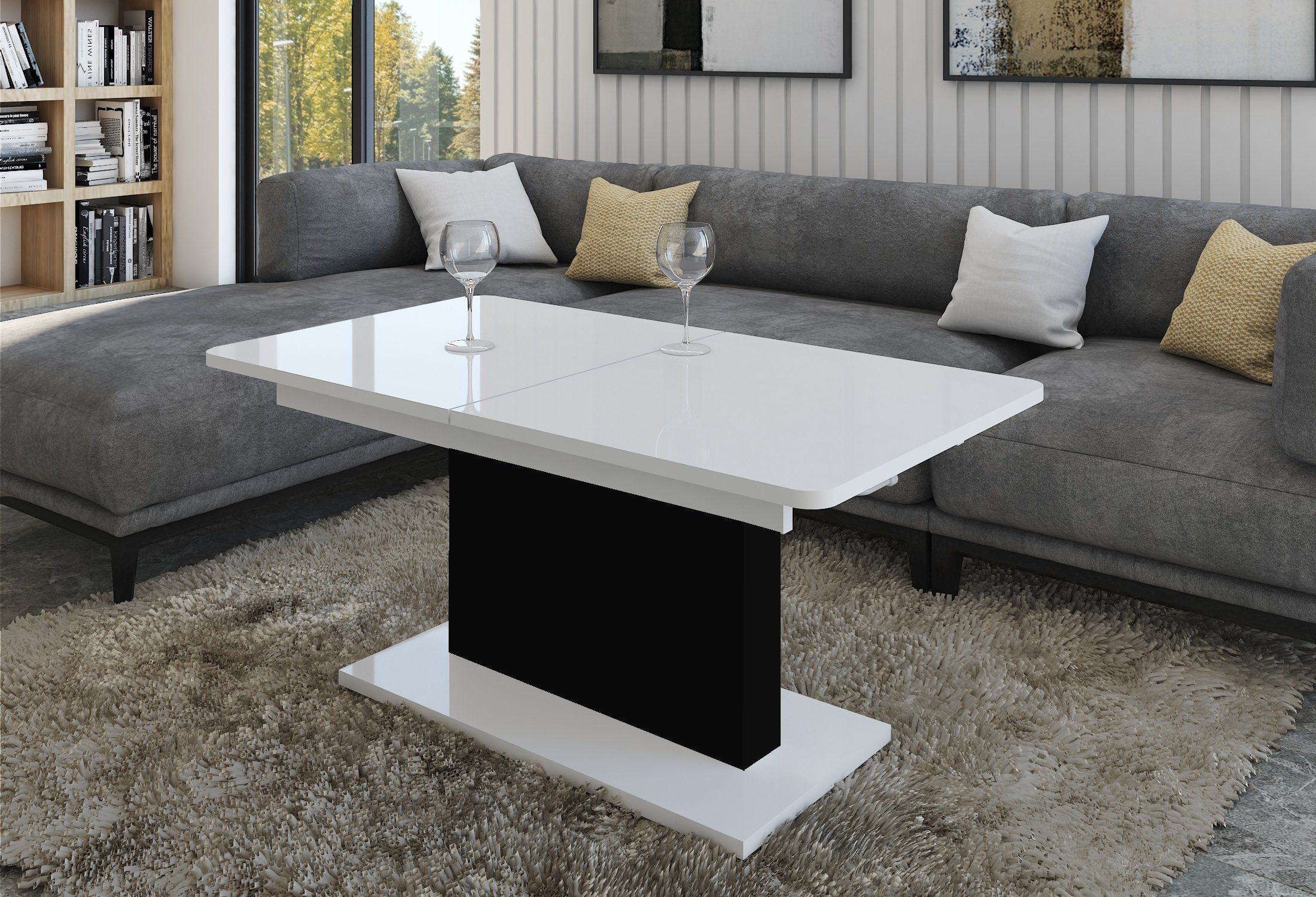 designimpex Couchtisch DC-1 Weiß Hochglanz-Schwarz matt günstig online kaufen