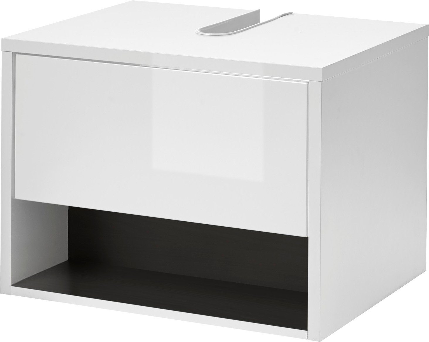 Home affaire Waschbeckenunterschrank Studio Line, Badschrank in Hochglanz Weiß, Waschtisch in zwei Farben verfügbar, ausreichend Stauraum