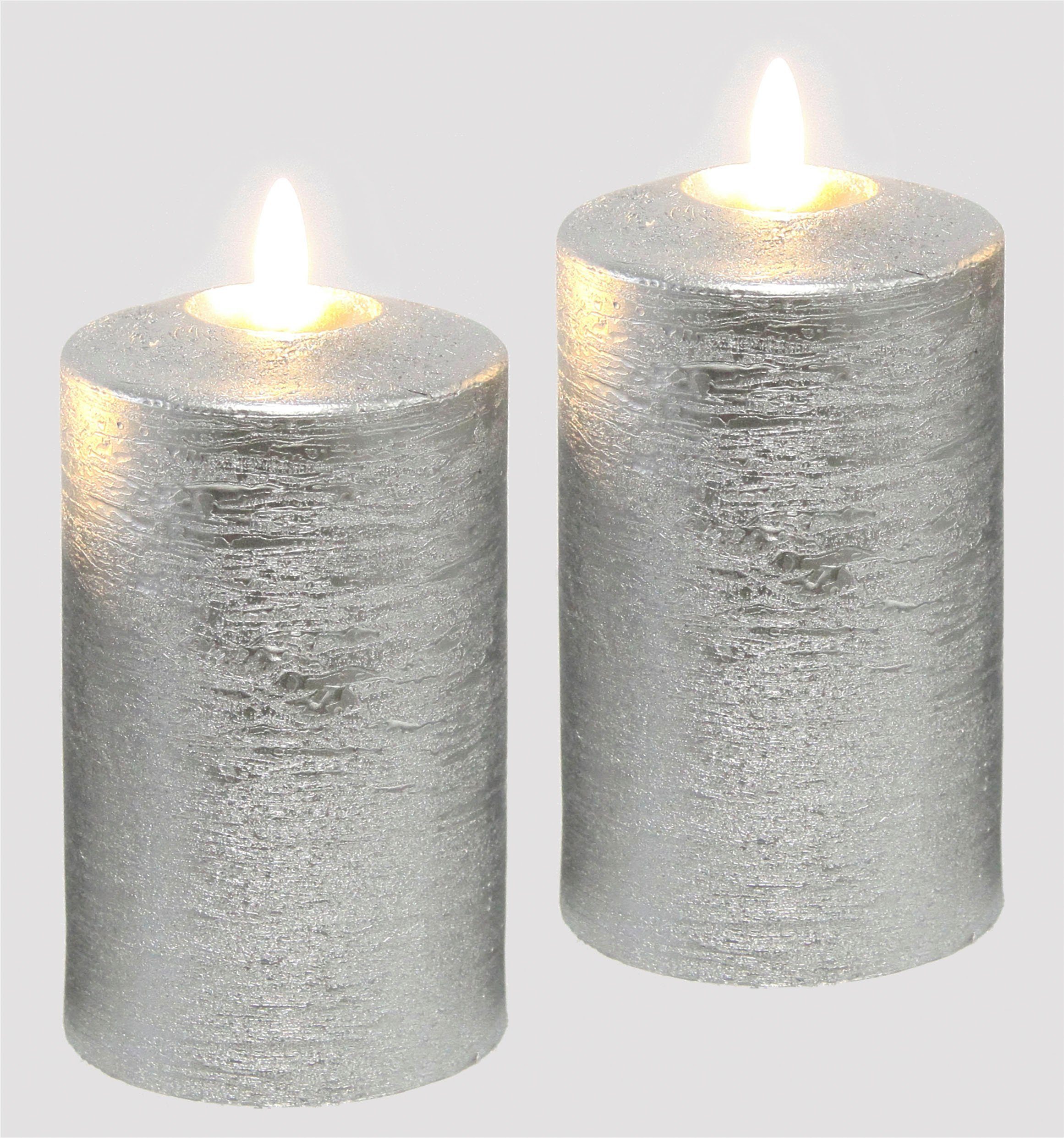 I.GE.A. LED-Kerze Batteriebetriebene LED-Kerzen aus Echtwachs, Höhe ca. 12,5 cm (Set, 2-tlg), warmweißes Stimmungslicht, Stumpenkerze für den Adventskranz