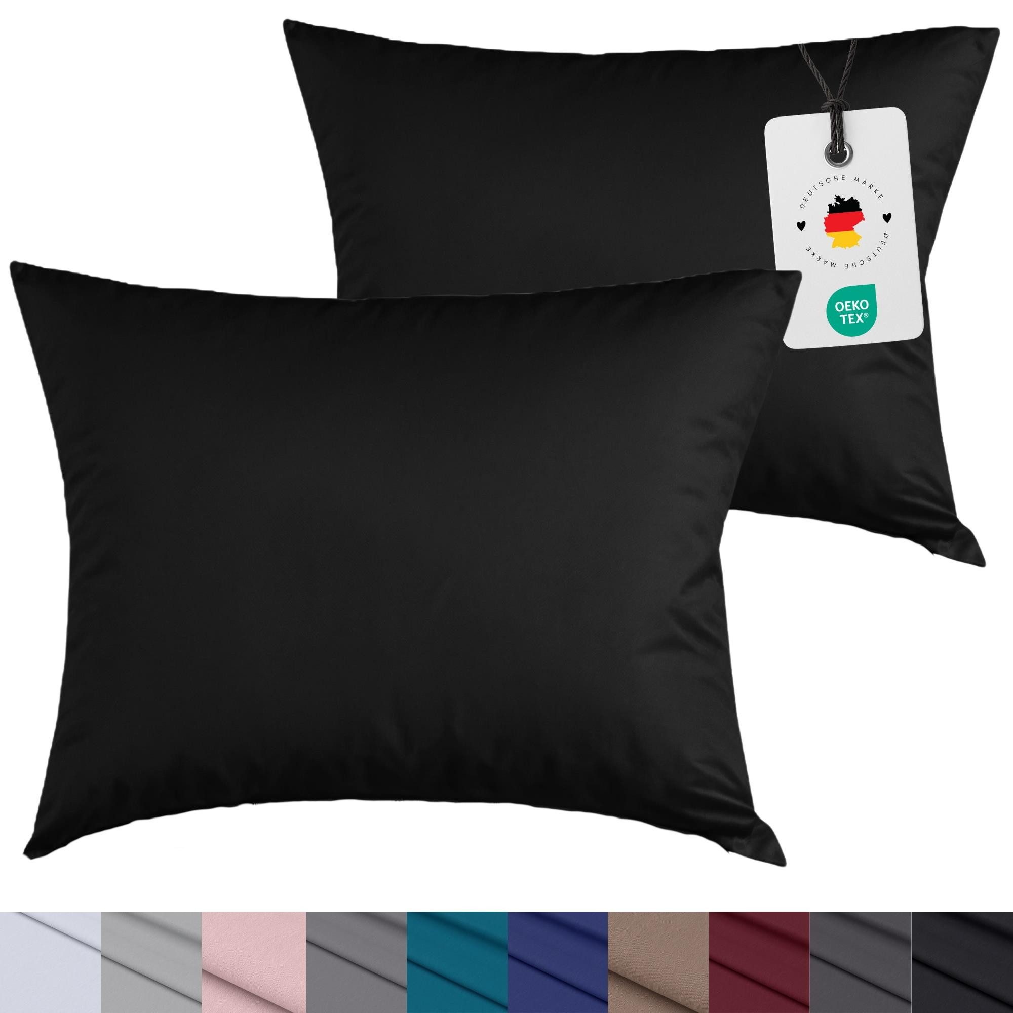 Carpe Sonno Kissenbezug 40x40 40x80 80x80 80x40 2er Set Kissenhülle Mikrofaser Kissenbezug, (2 Stück), Kopfkissenbezug 40 x 40 cm, Uni Schwarz einfarbig