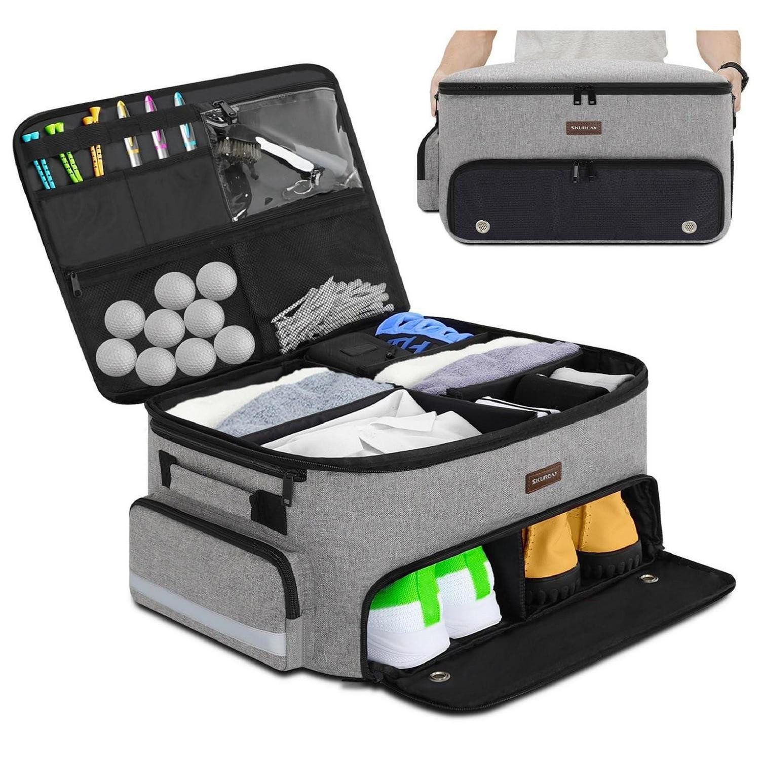LuxusKollektion Golfreisetasche Golf-Kofferraum-Organizer 2-lagig Grau