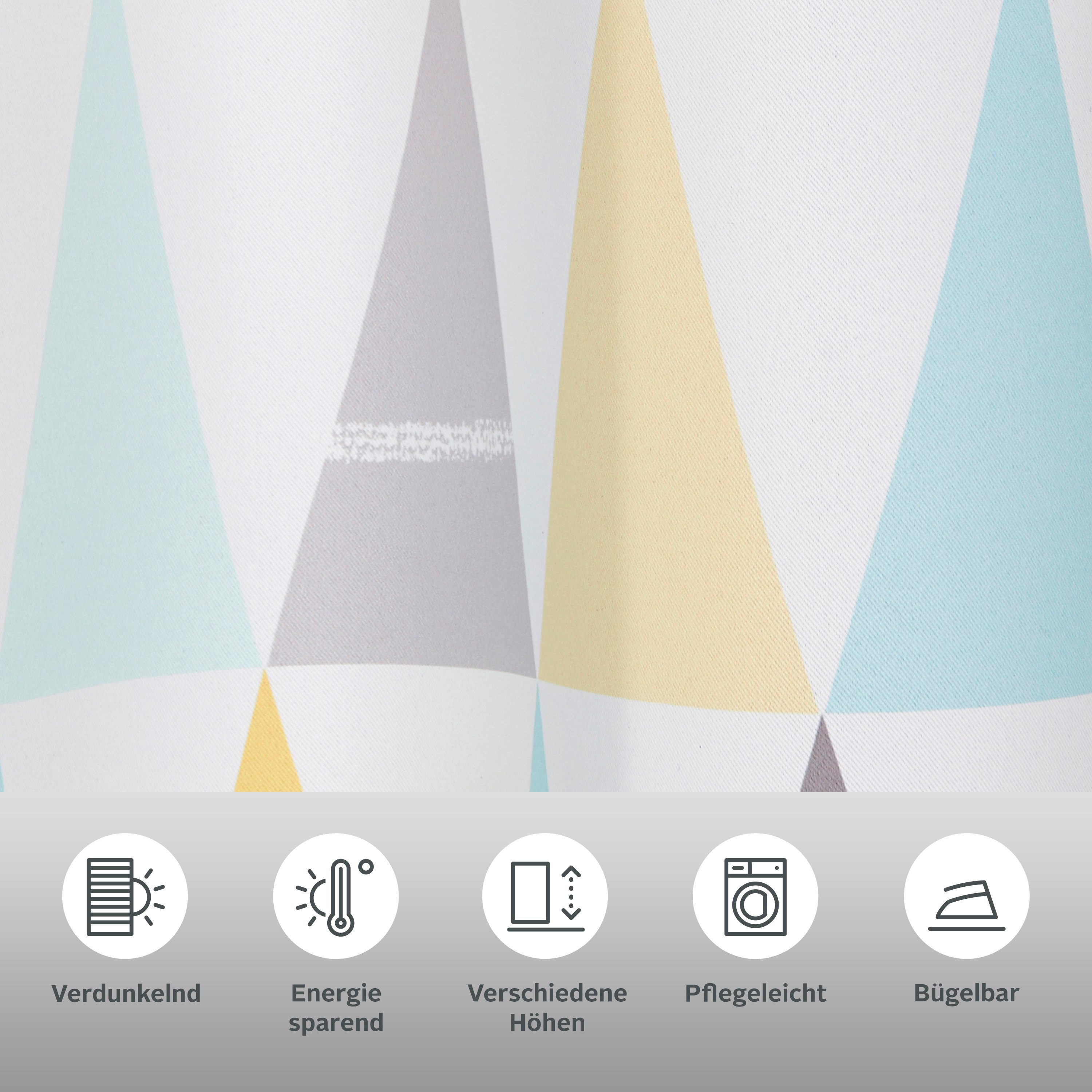 OTTO home Verdunkelungsvorhang Dreieck (1 St), Ösen, verdunkelnd, einseitig mit Dreiecken bedruckte Kindergardine, blickdicht