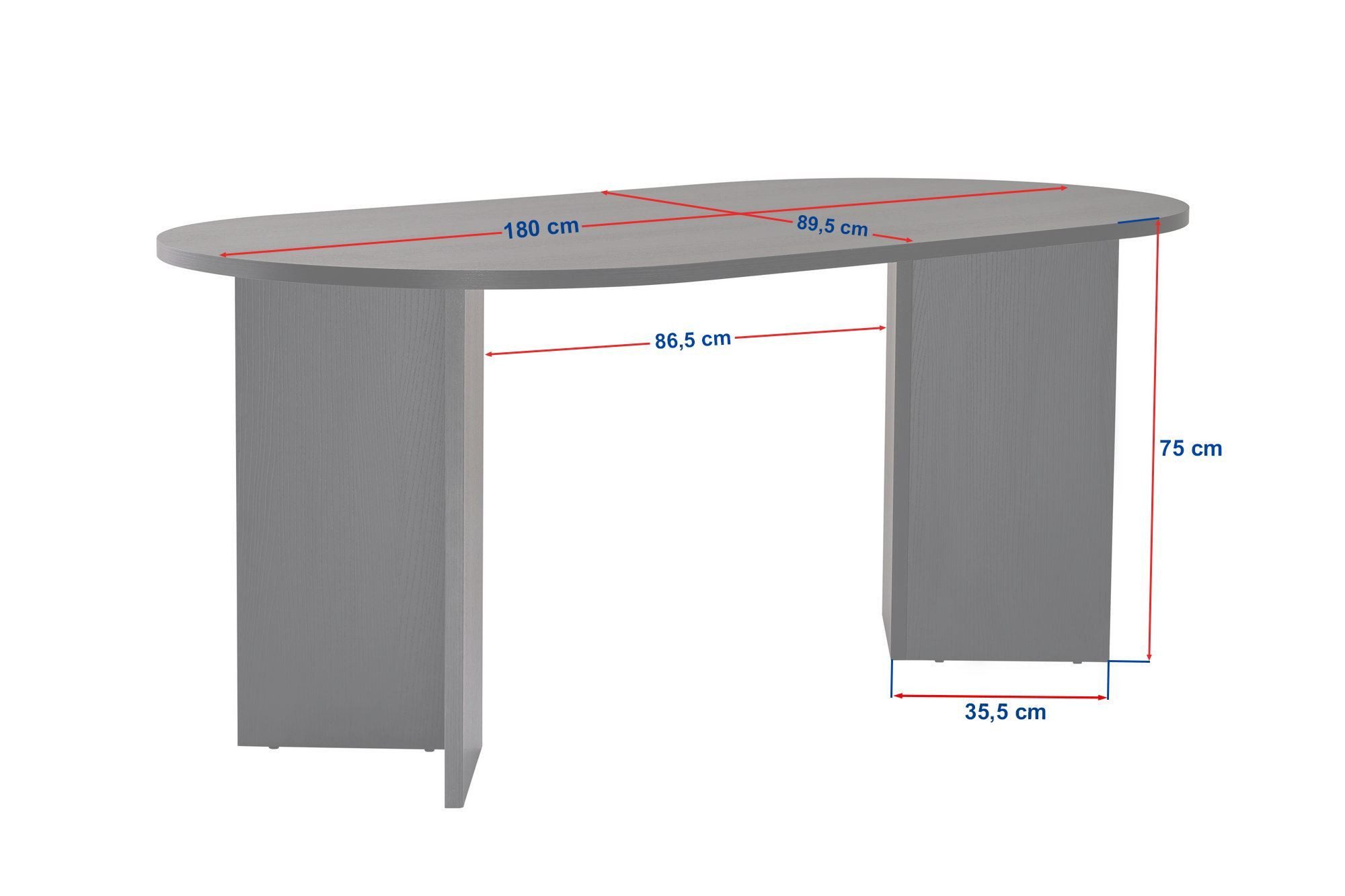 Skye Decor Esstisch Sablin Boho (1-St., 1 Tisch), modernes Design, stabile 180 x 90, Oval Tischplatte