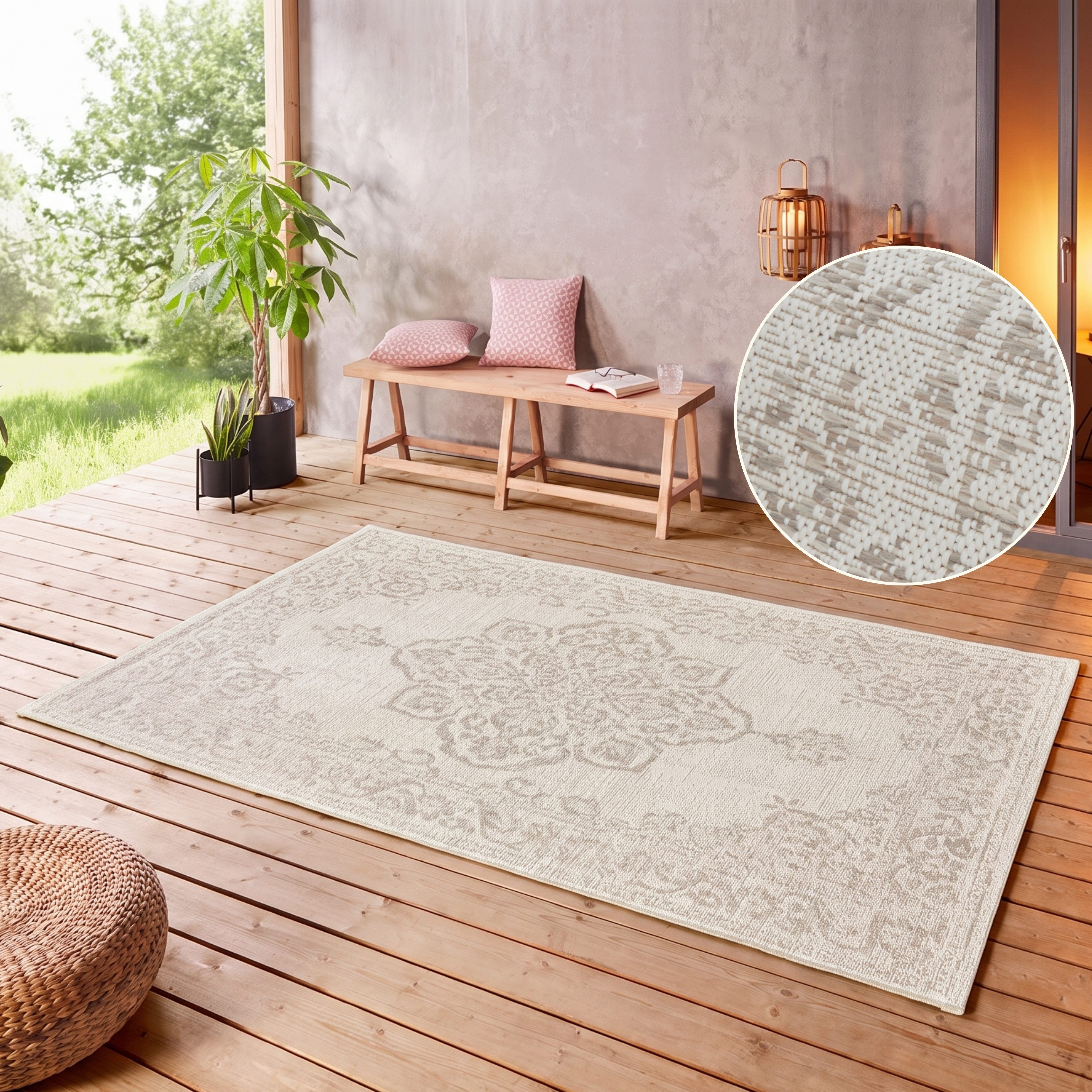 HANSE Home Teppich Tilos, rechteckig, Höhe: 8 mm, In- & Outdoor, Kurzflor, Orientalisch, Vintage, Wohnzimmer, Garten