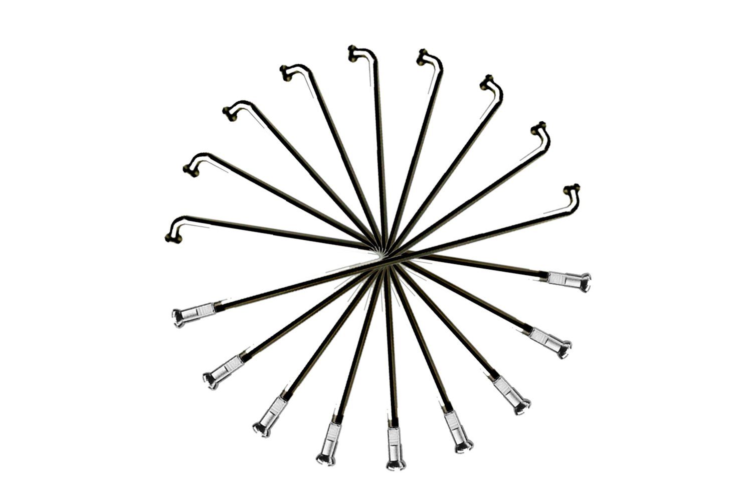 Büchel Fahrrad-Laufrad 37 Stück Speichen 272mm Spokes schwarz 2mm Messing Nippel