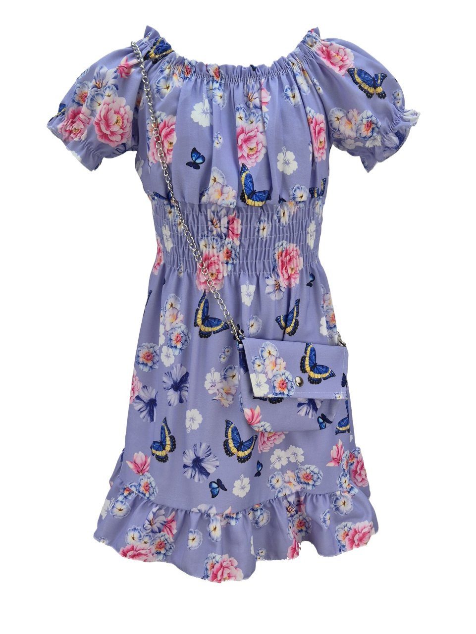 Girls Fashion Sommerkleid Mädchen Kleid Sommerkleid mit Tasche, K9532e