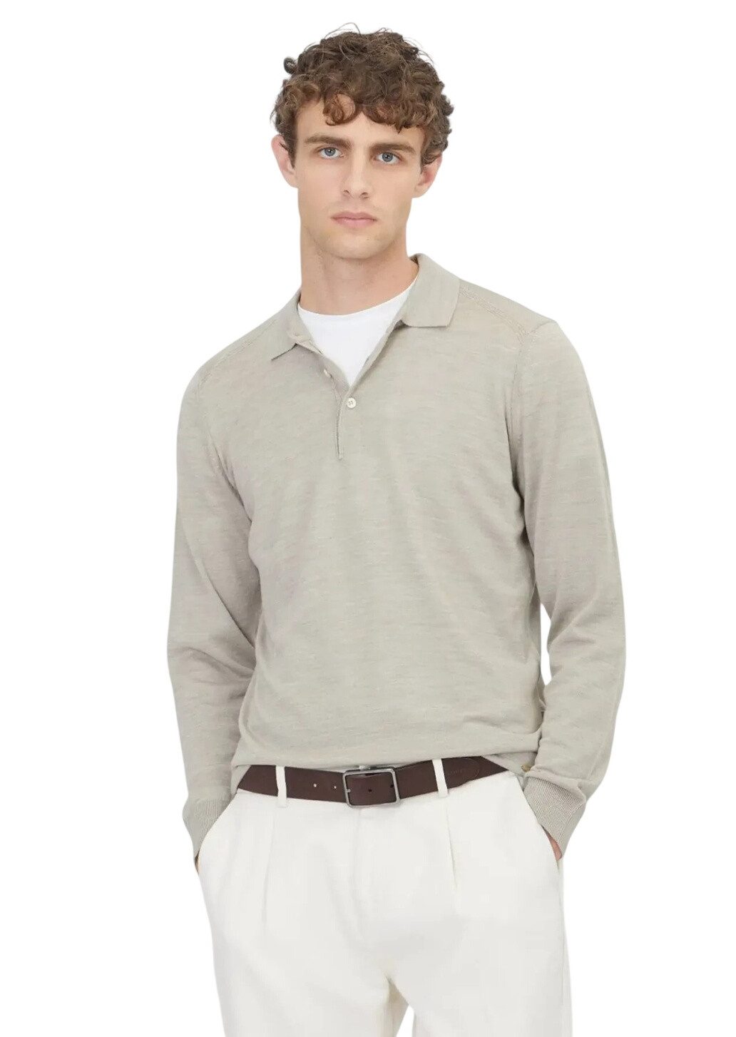 RAMSEY Longpullover Stone Knitwear Sweatshirt