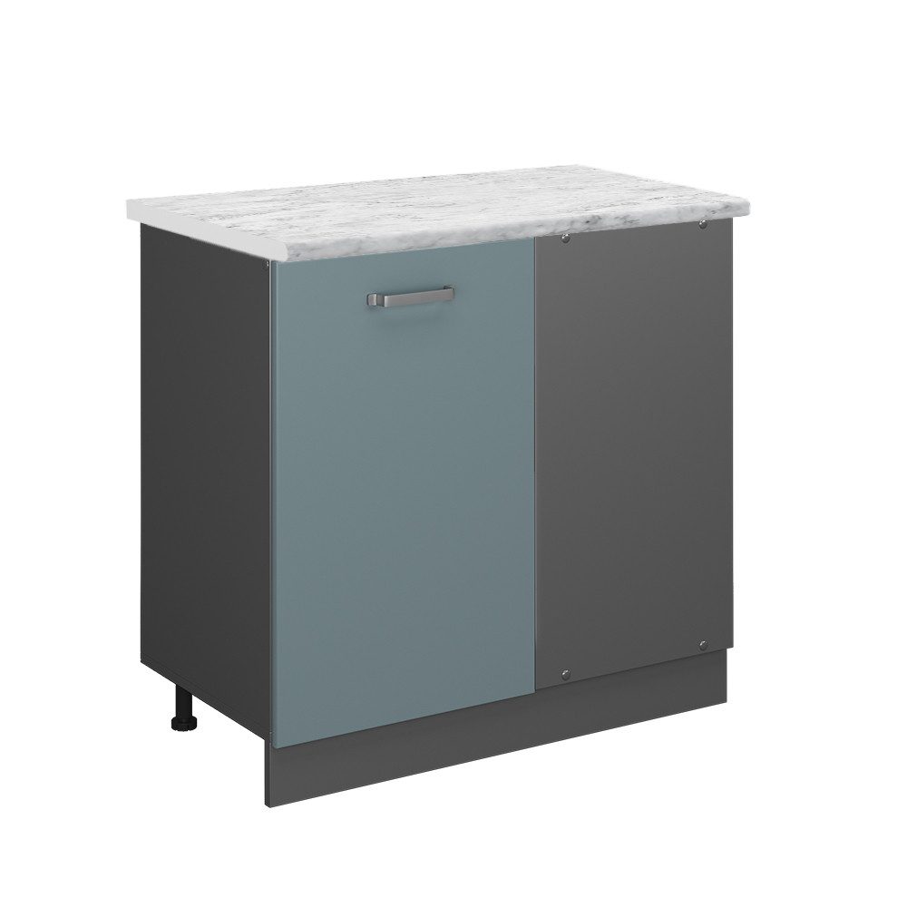 Vicco Eckunterschrank R-Line Küchen Eckschrank Blau-Grau/Anthrazit 86 cm AP günstig online kaufen