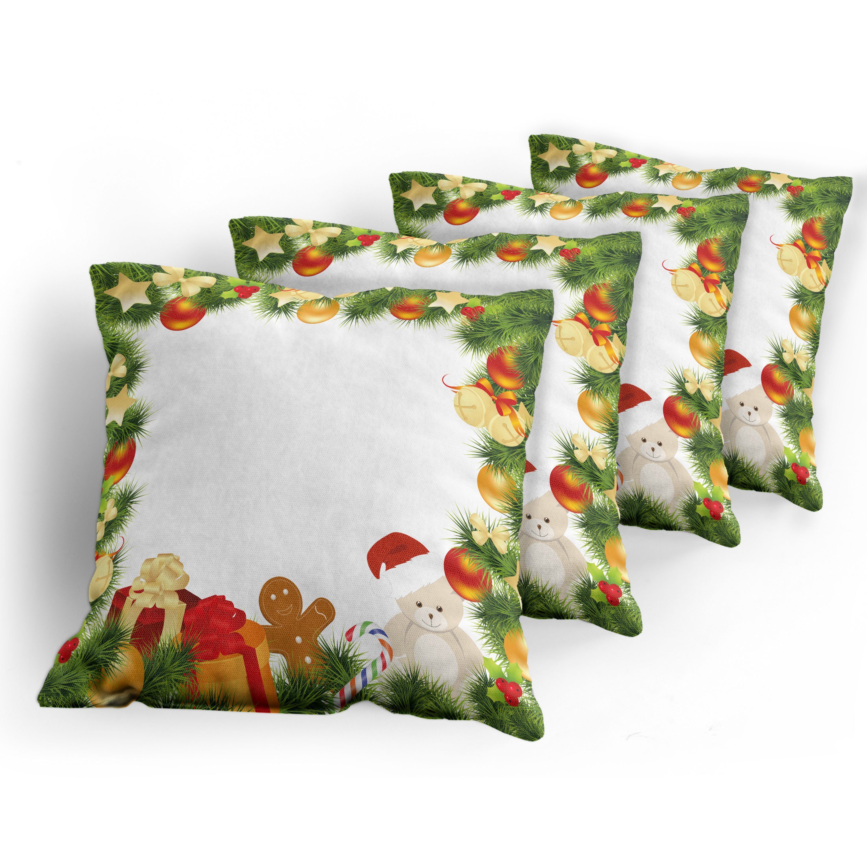 Kissenbezüge Modern Accent Bear Weihnachten (4 Tree Abakuhaus Stück), Doppelseitiger Garland Digitaldruck