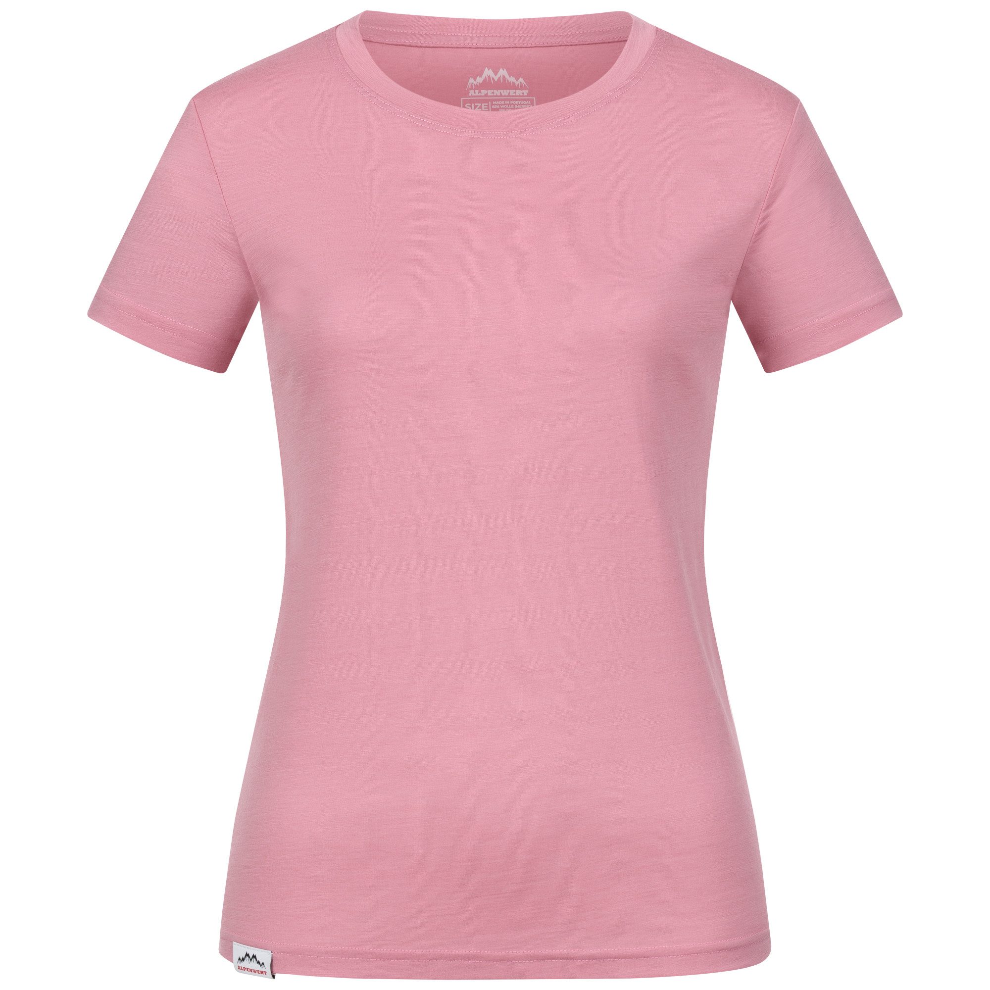 Alpenwert T-Shirt Damen Merino T-Shirt - mulesingfreie Wolle - hergestellt in Portugal (1 Pack) Antibakteriell, Anti-Schweiß-Geruch, Outdoor & Funktionsshirt