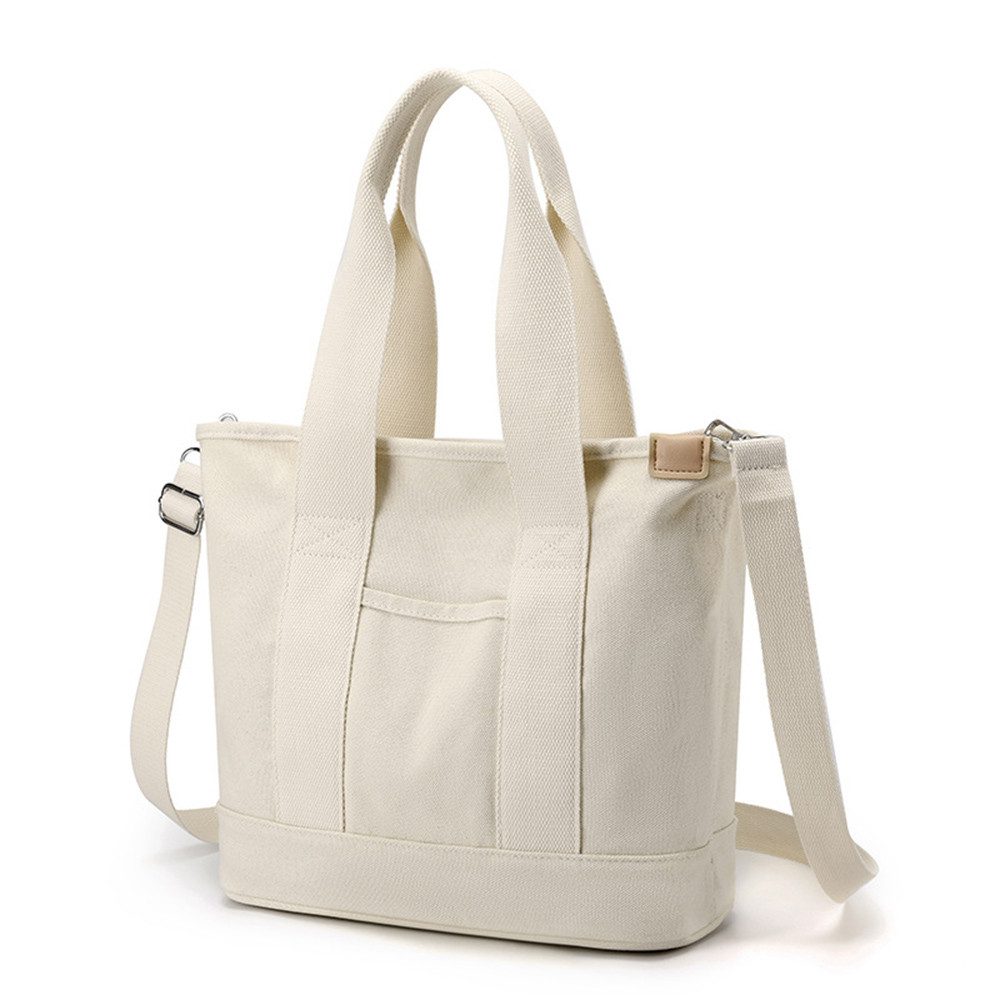 Handtasche Schultertasche Canvas, Umhängetasche Tote Bag mit Reißverschluss