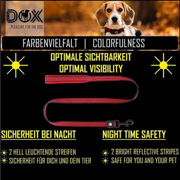 DDOXX Hundeleine Hundeleine Nylon, Reflektierend, Hand-Schlaufe, Gepolstert, 120 cm, Rot S - 1.5 X 120 Cm