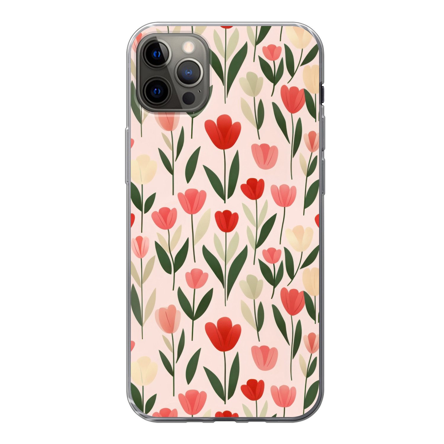 MuchoWow Handyhülle für Apple iPhone 13 Pro Max Tulpen - Modern - Rosa, Smartphone-Bumper, Print, Handy Schutzhülle Dünn