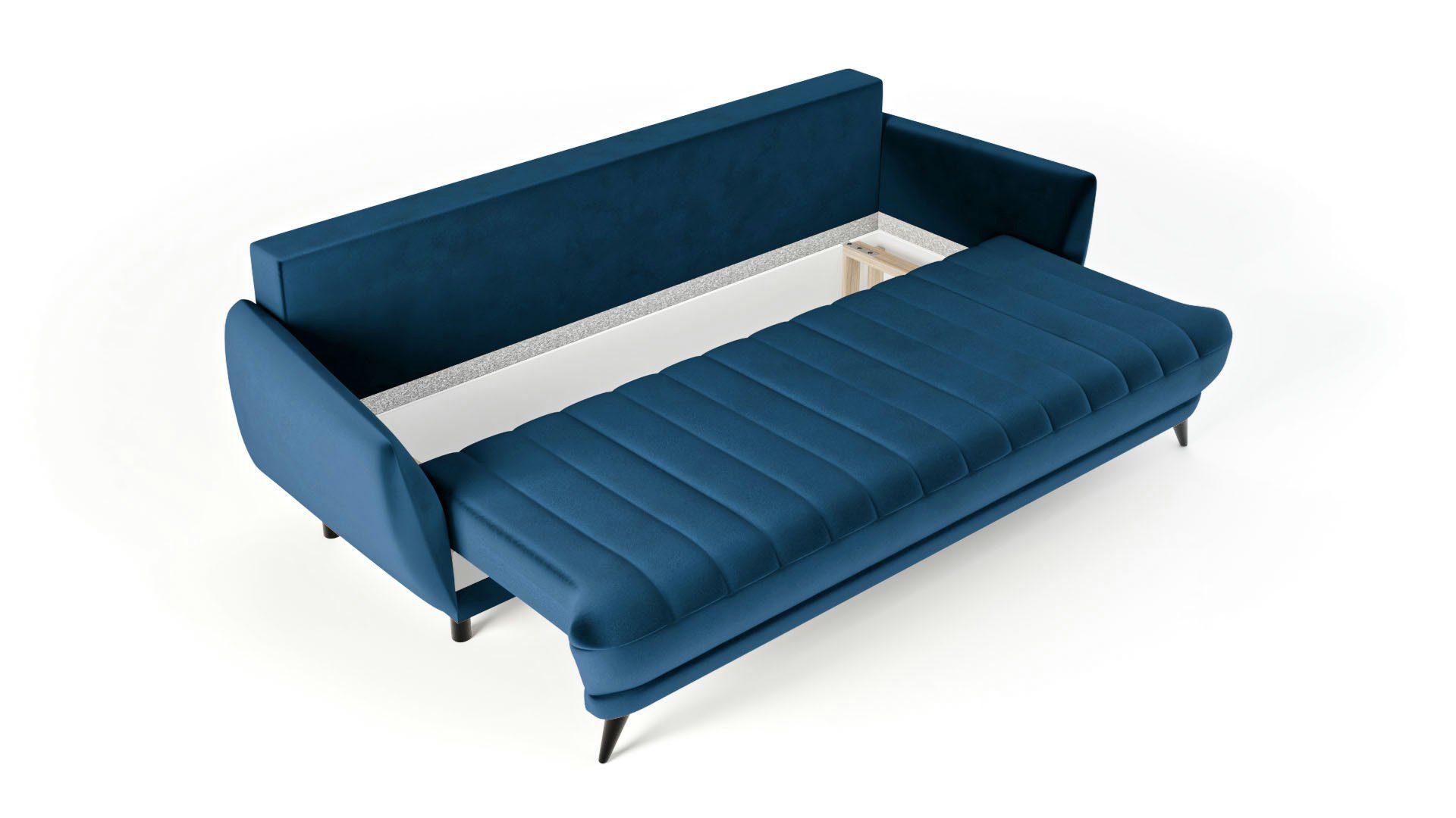 modernes 3 Elegantes - Sofa Dreisitziges bequemes 3-Sitzer Siblo - Rolo Wohnzimmer - Sofa 3-Sitzer Blau Sofa