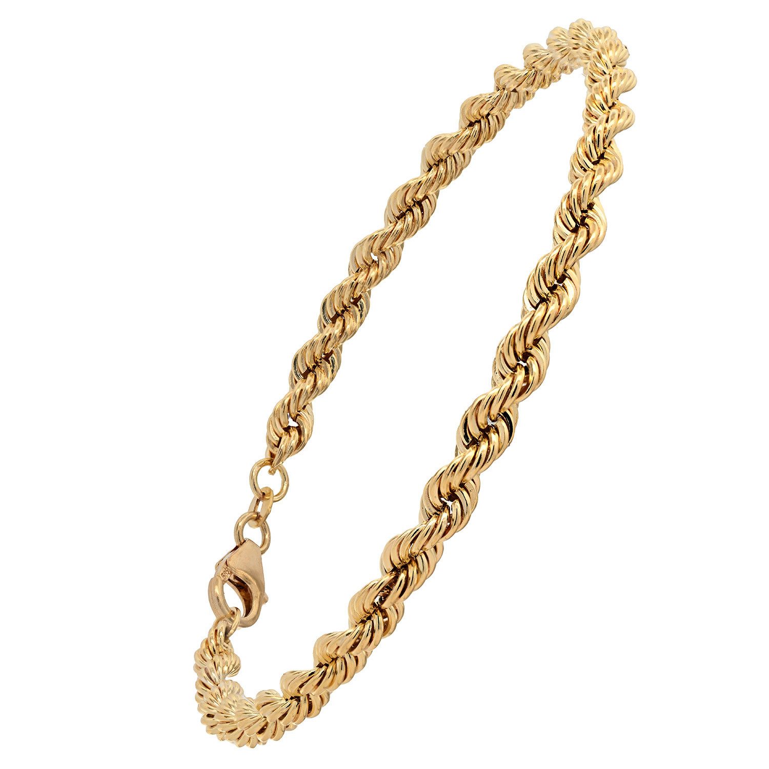 HOPLO Goldarmband Goldarmband Kordelkette hohl 4,5 mm Armkette 21cm - 585-14 Karat Gold, Made in Germany