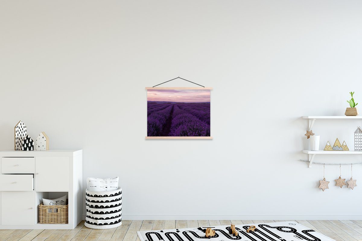 MuchoWow Poster Lavendel - Lila - Blumen - Natur, (1 St), Posterleiste, Textilposter für Wohnzimmer, Bilderleiste, Magnetisch