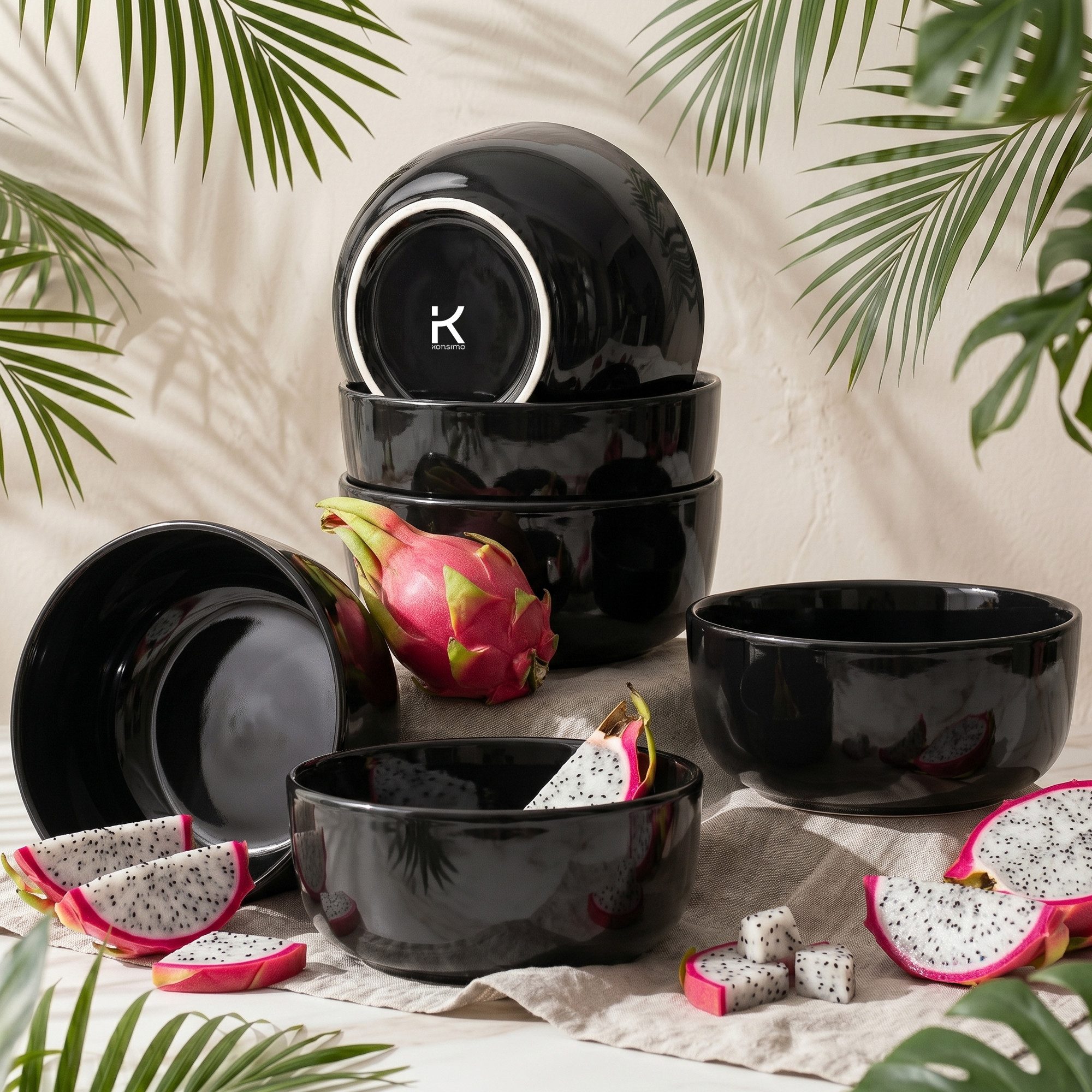 KONSIMO® Müslischale VICTO Schüssel-Set hergestellt in der EU, Steingut, (6-Personen Set, 6-tlg), spülmaschinengeeignet, mikrowellengeeignet, 6x Schale