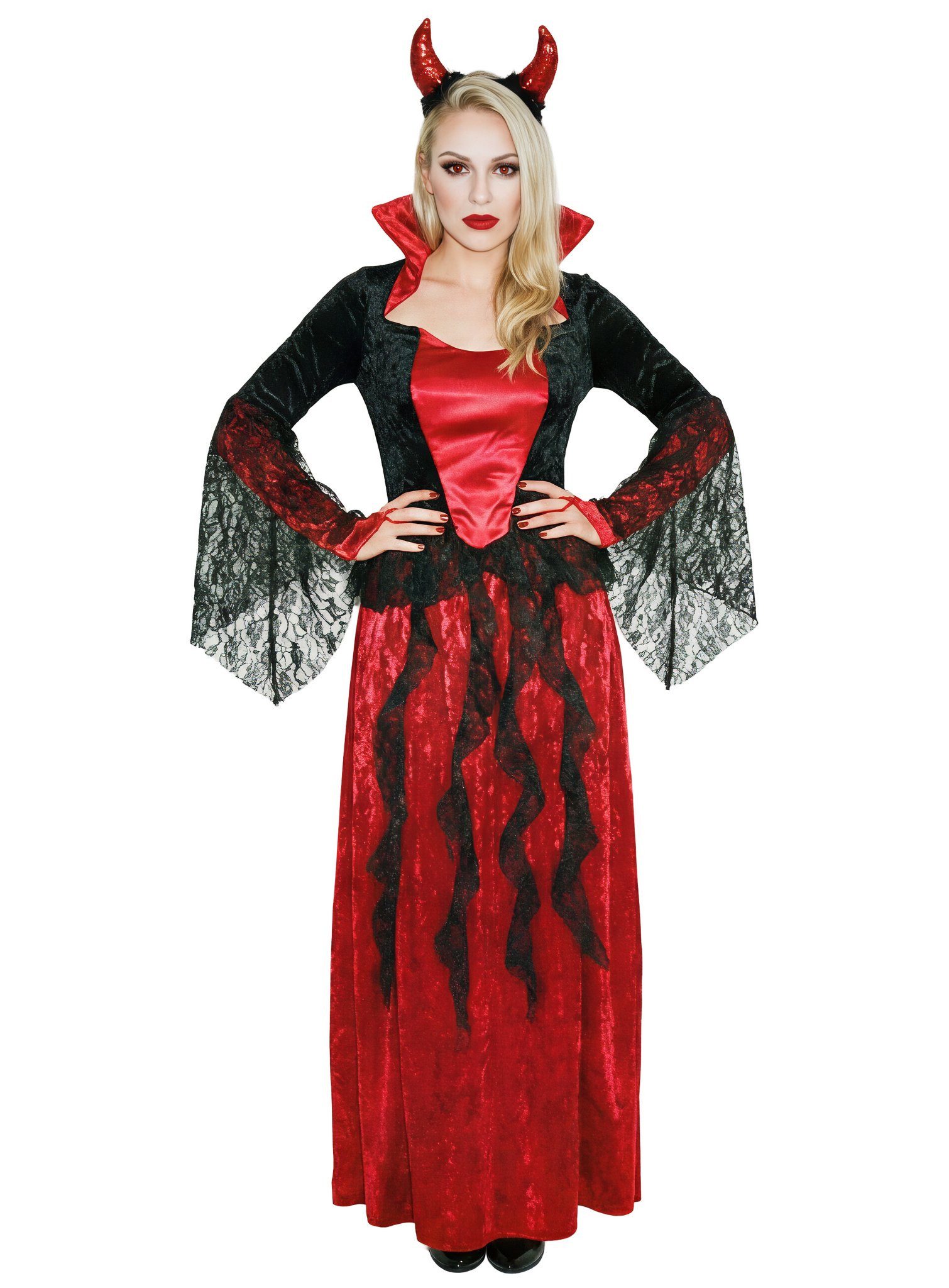 In Character Vampir-Kostüm Dämonenbraut - Teufel Halloween Kostüm Damen, Aufregendes Dämonen Frauenkostüm für Halloween und Karneval