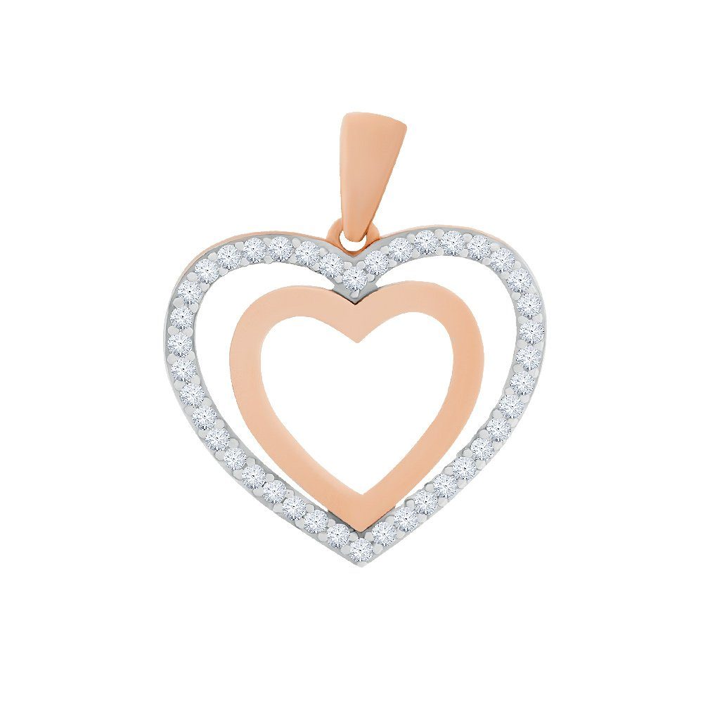Golders Herzanhänger aus 585 Rotgold mit Zirkonia (1-tlg), Goldschmuck Geschenk für Damen