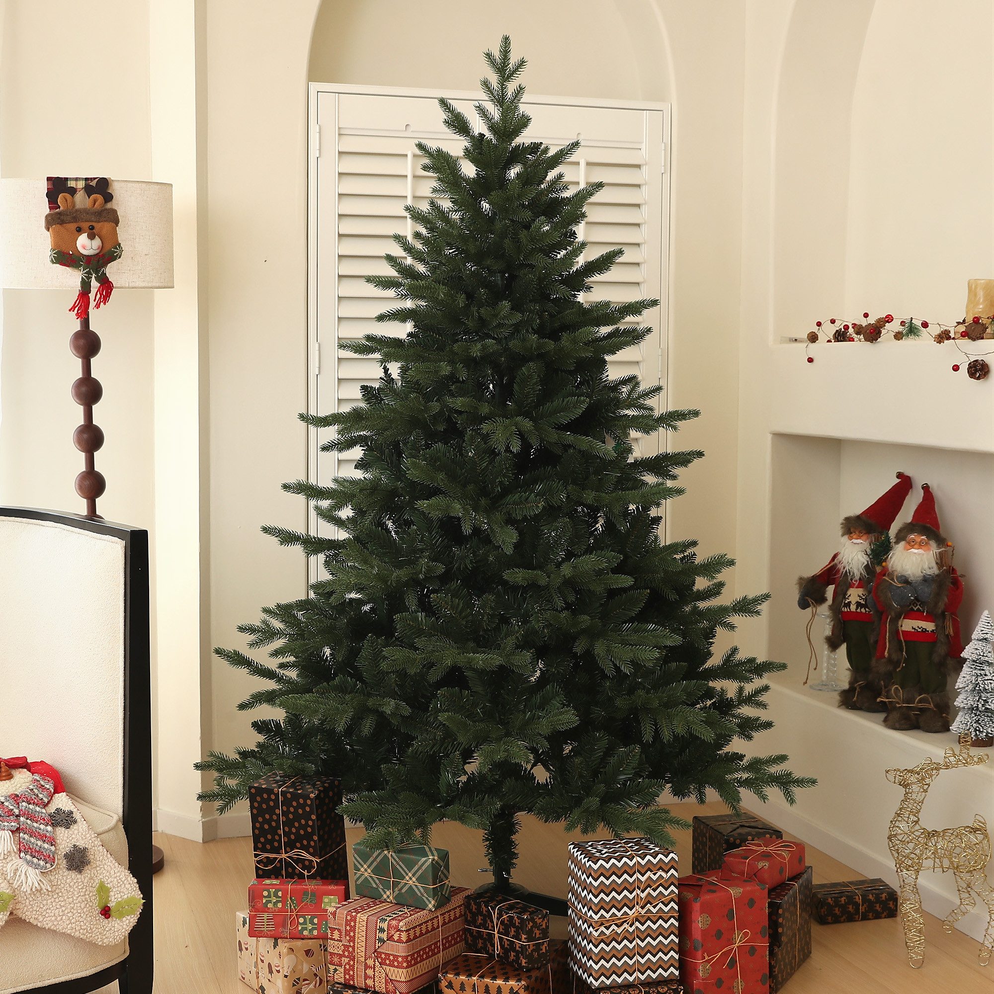 HOMCOM Künstlicher Weihnachtsbaum 180 cm Weihnachtsbaum in Grün, für Zuhause oder Büro, Fichte, 1696 Zweigspitzen, flammhemmend, klappbar