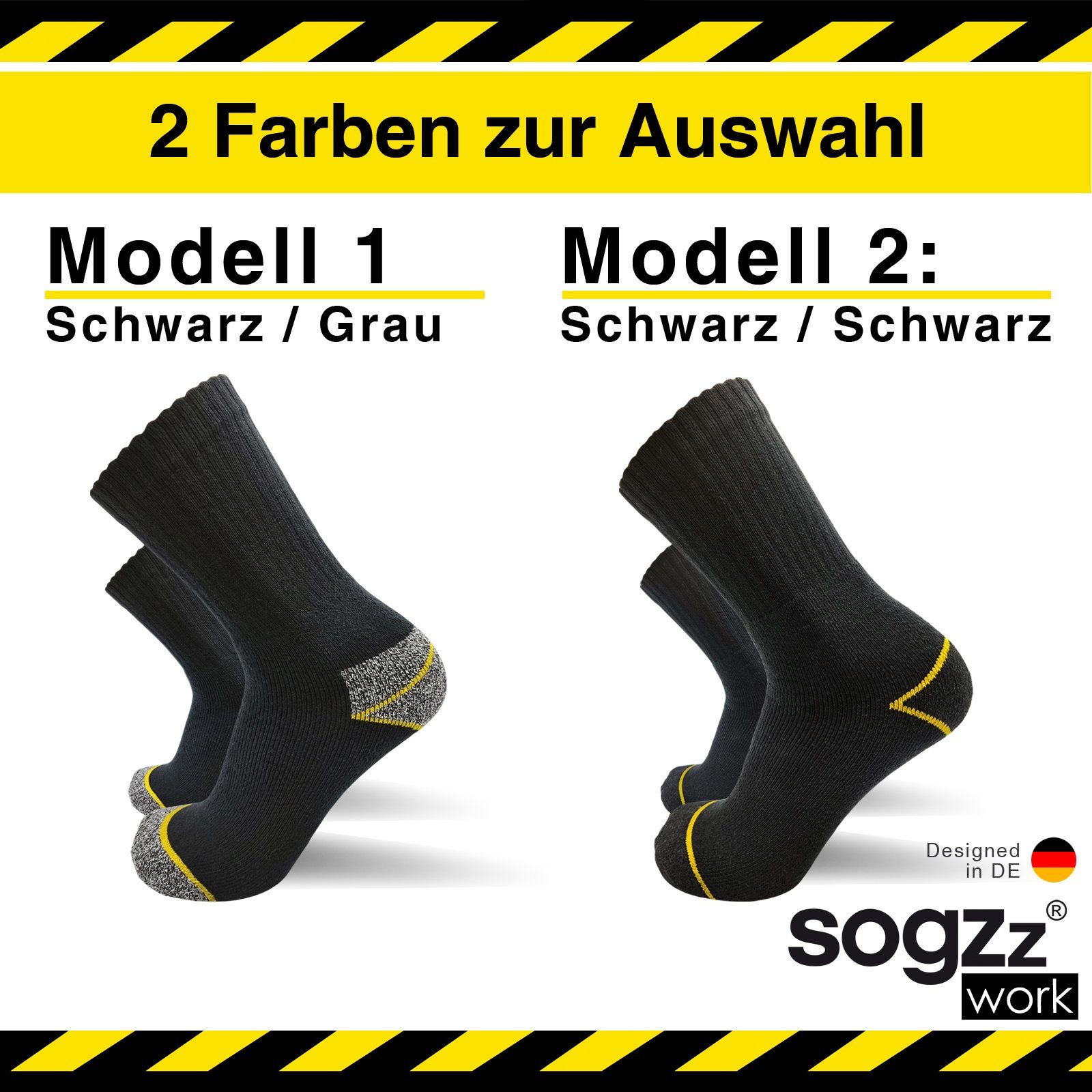 sogzz Arbeitssocken 5-60 Paar Socken Herren Schwarz 75% Baumwolle Work Arbeit Socken (Modell: Work Basic, 5-Paar) – Bild 3 von 5
