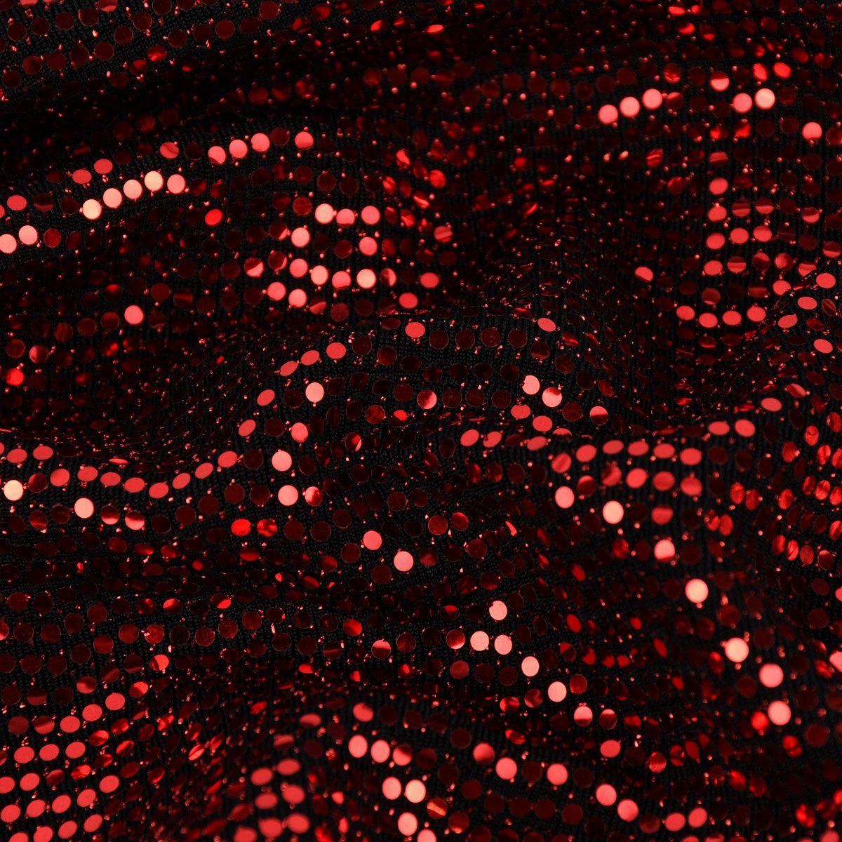 SCHÖNER LEBEN. Stoff Bekleidungsstoff Meterware Stretch Lurex Pailletten Glitzer rot 145cm, mit Metallic-Effekt
