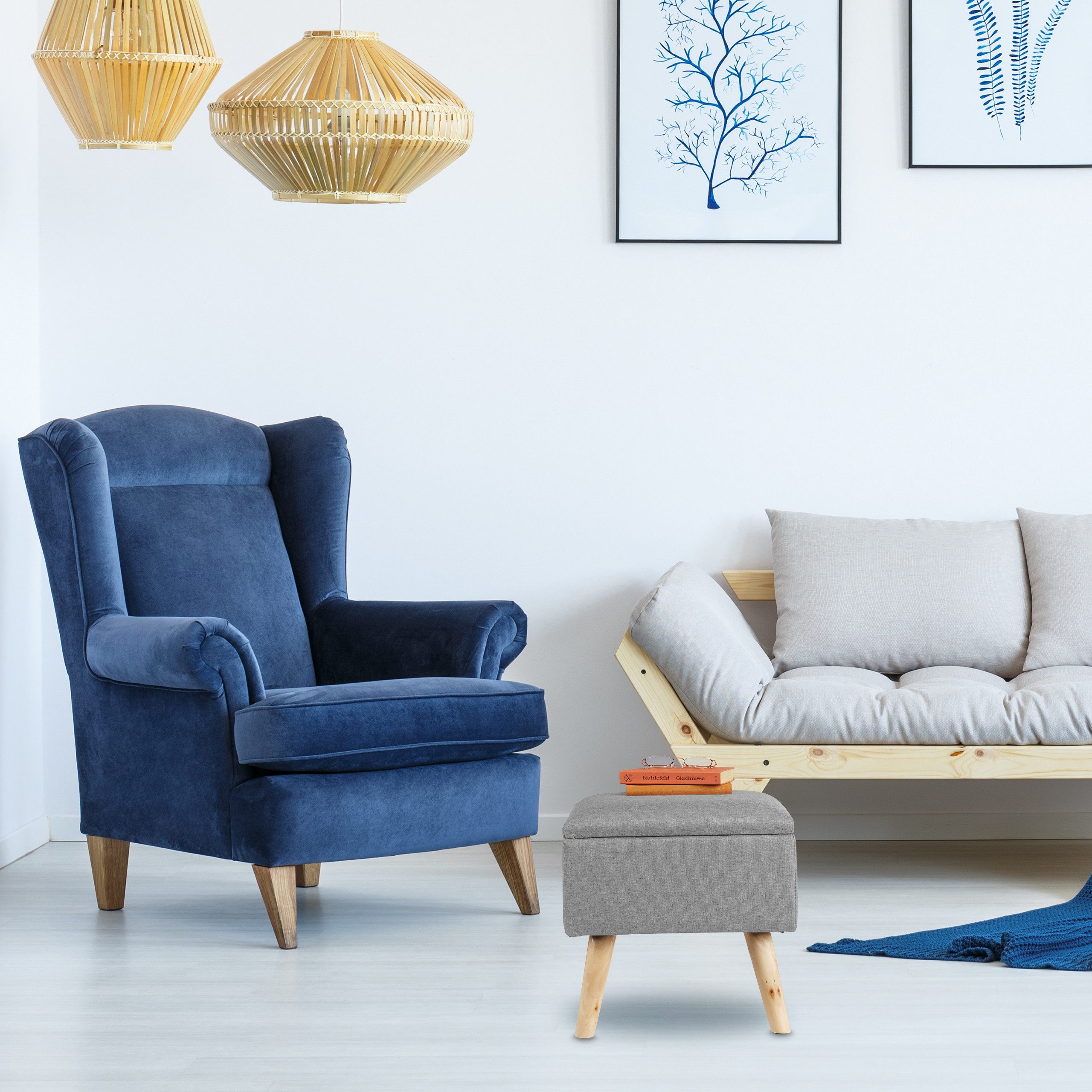 relaxdays Stauraumhocker Hocker mit Stauraum, hellgrau günstig online kaufen