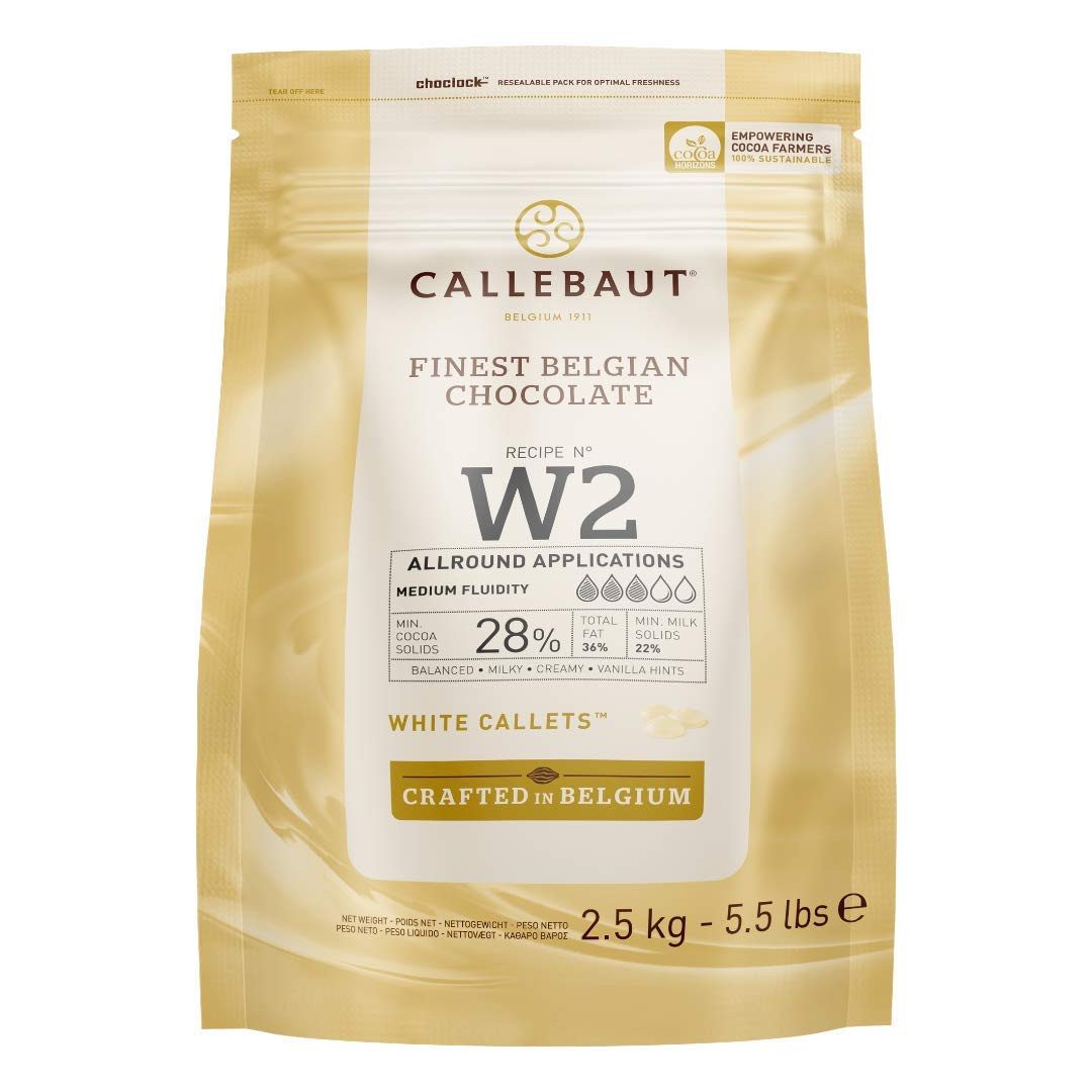 Callebaut Schokolade CALLEBAUT, Receipe No. W2 - Kuvertüre Callets, Weiße Schokolade, 1 x 2500 g