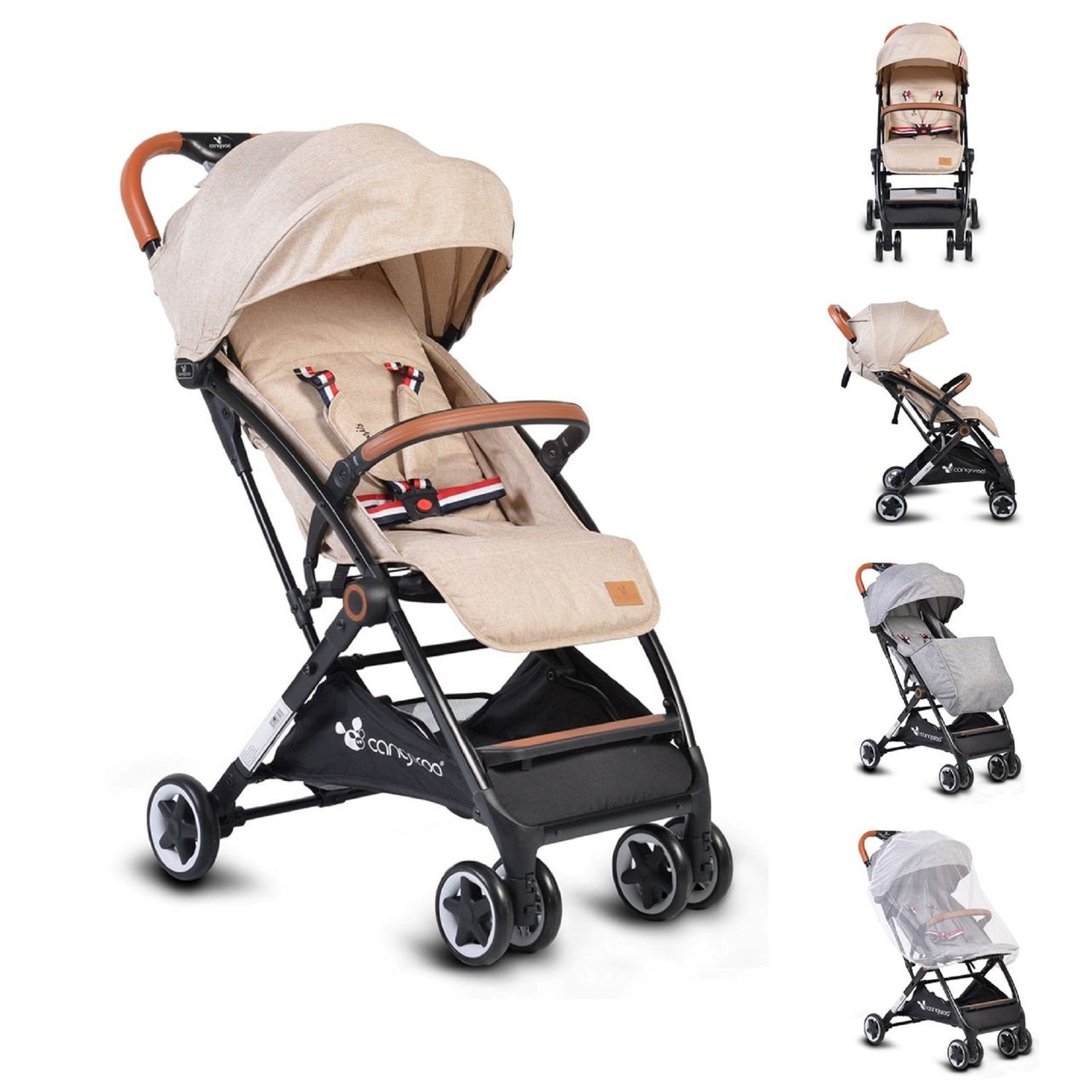 Paris, Kinderwagen, Buggy Aluminiumrahmen Kunstleder Cangaroo Kinder-Buggy klappbar beige verstellbar