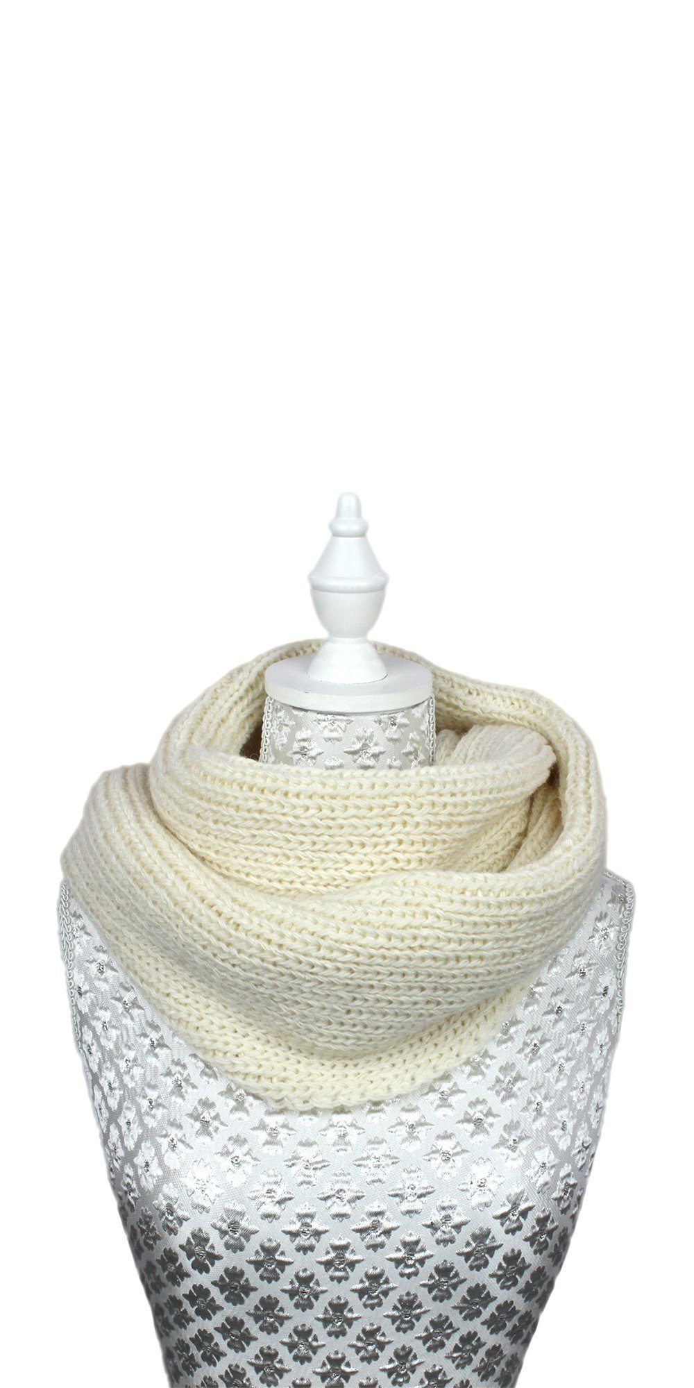 ZEBRO Wollanteil Strickschal LOOP, hohem mit creme