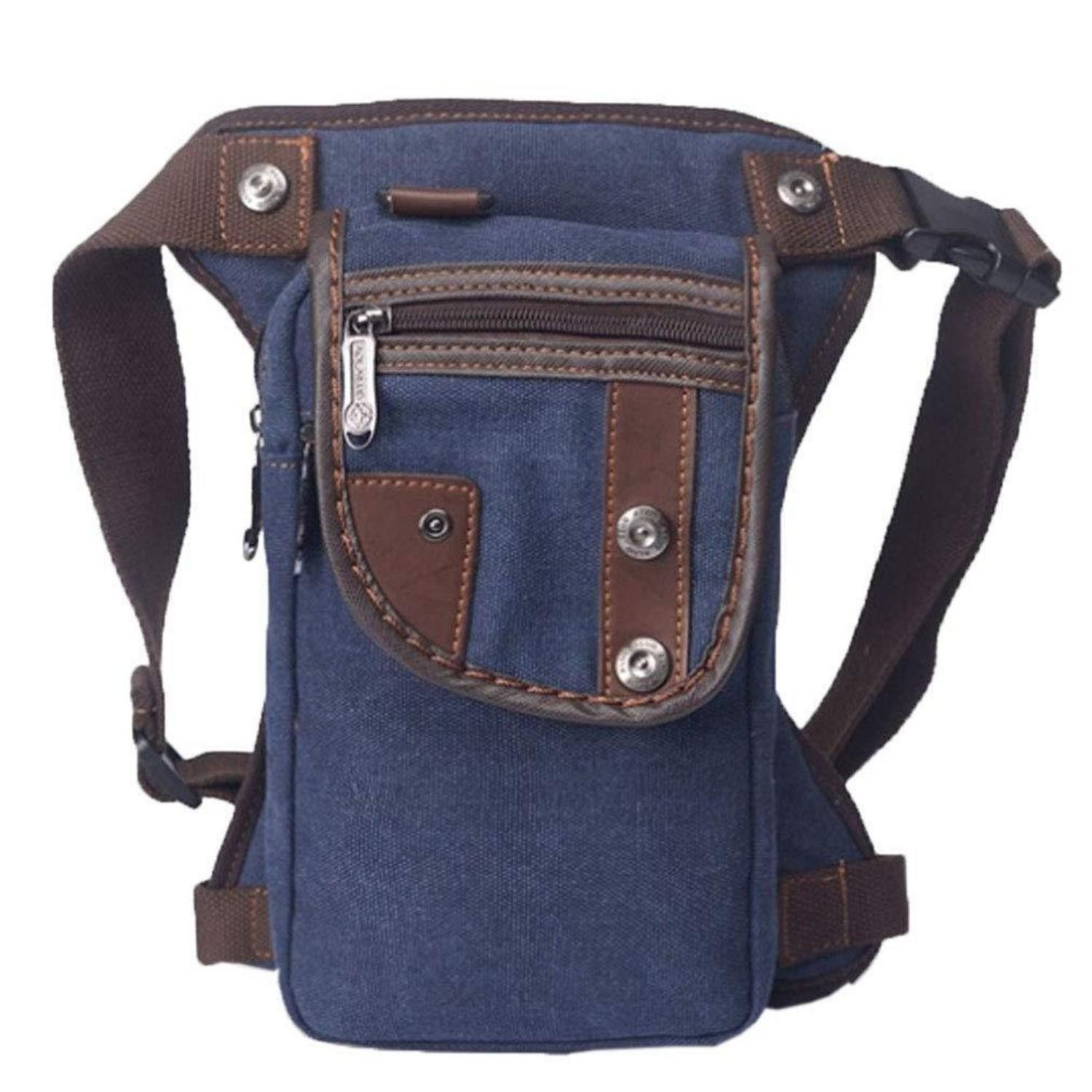 Beintasche Beintasche Motorrad Canvas Hüfttasche Bauchtasche # 11 Tiefblau
