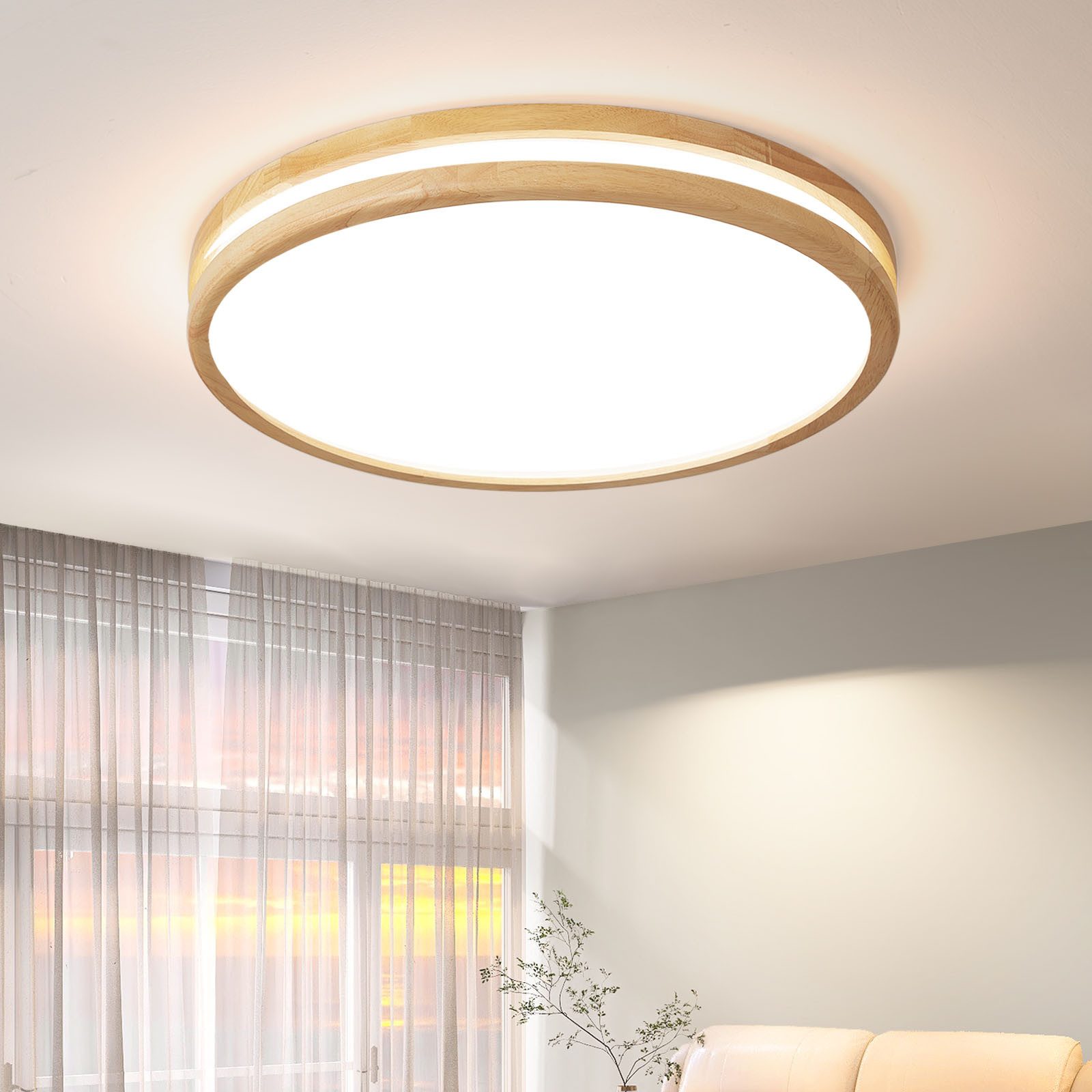 style home Deckenleuchte LED Deckenlampe Holz, dimmbar mit Fernbedienung 30 günstig online kaufen