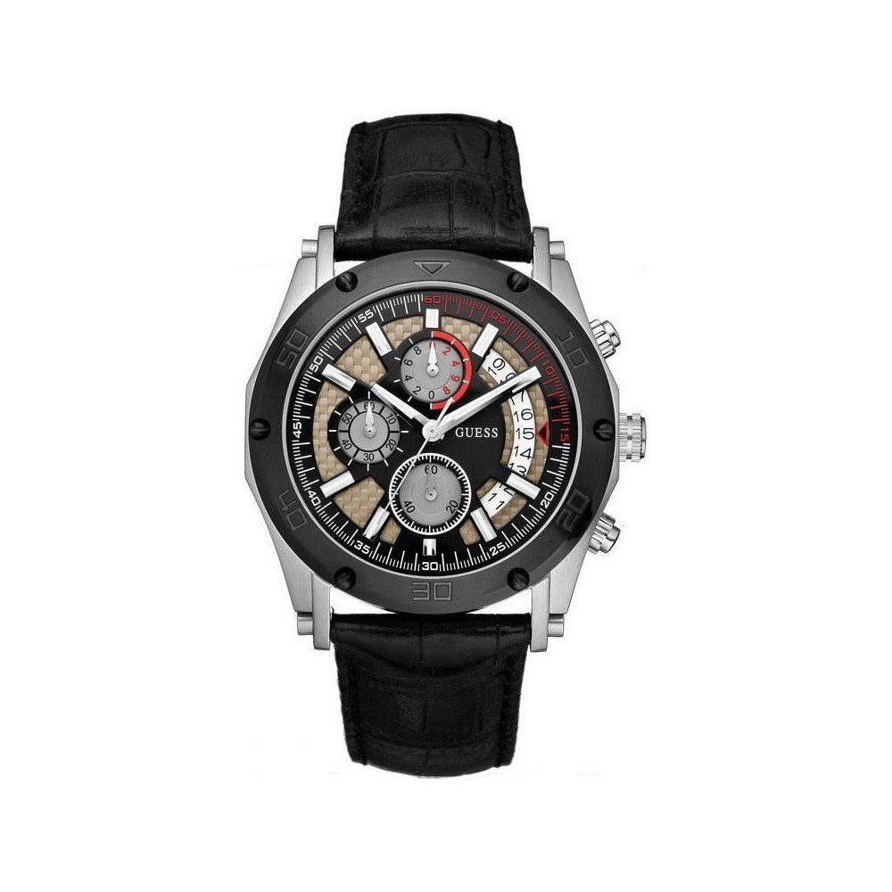 Guess Chronograph Herrenuhr Armbanduhr Edelstahl Kunststoff Blau Silber Vortex W16570G1, Chronograph, Datumsanzeige